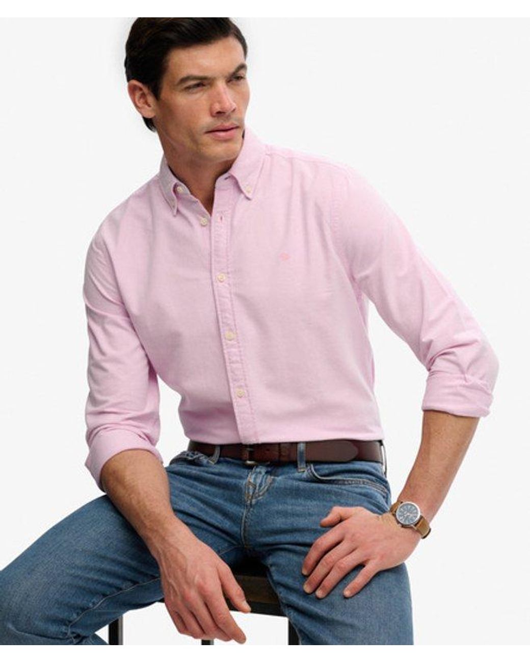 Superdry Red & Co Preppy Oxford Long Sleeve Shirt for men