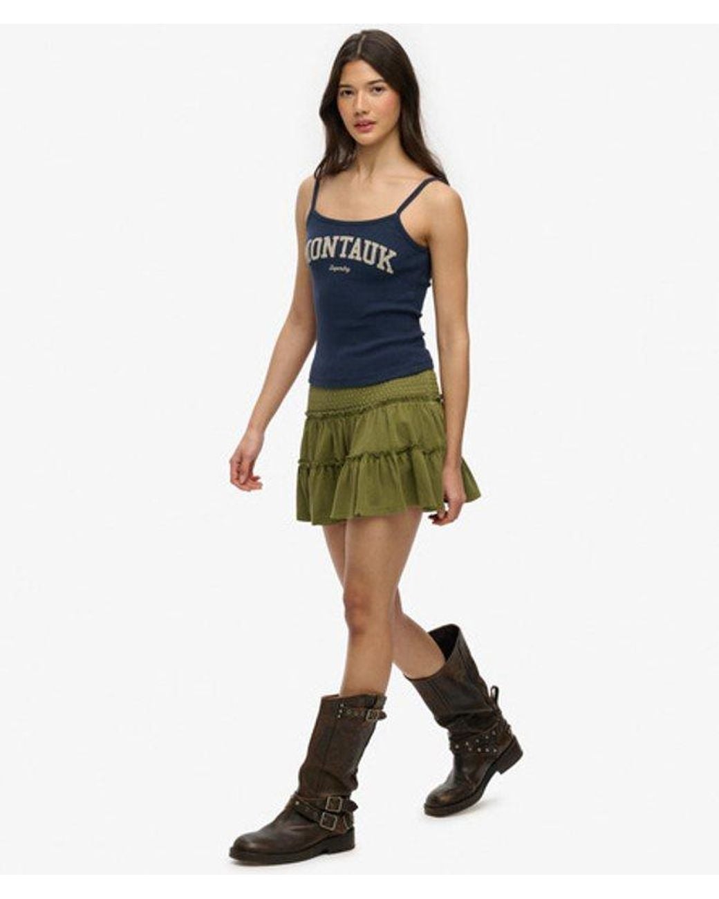 Superdry Blue & Co Tiered Jersey Mini Skirt