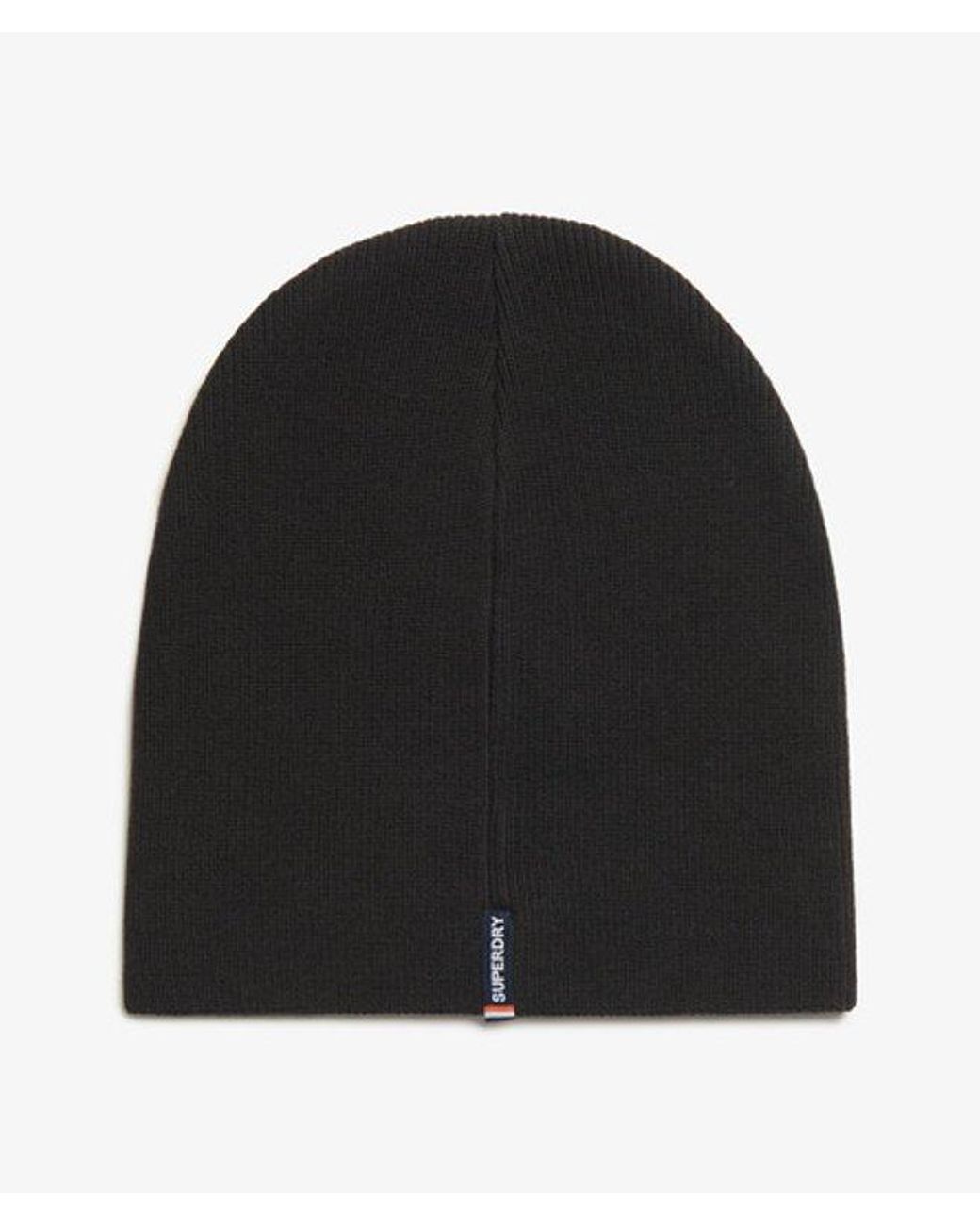 Superdry Black & Co Essential Logo Knitted Beanie Hat for men