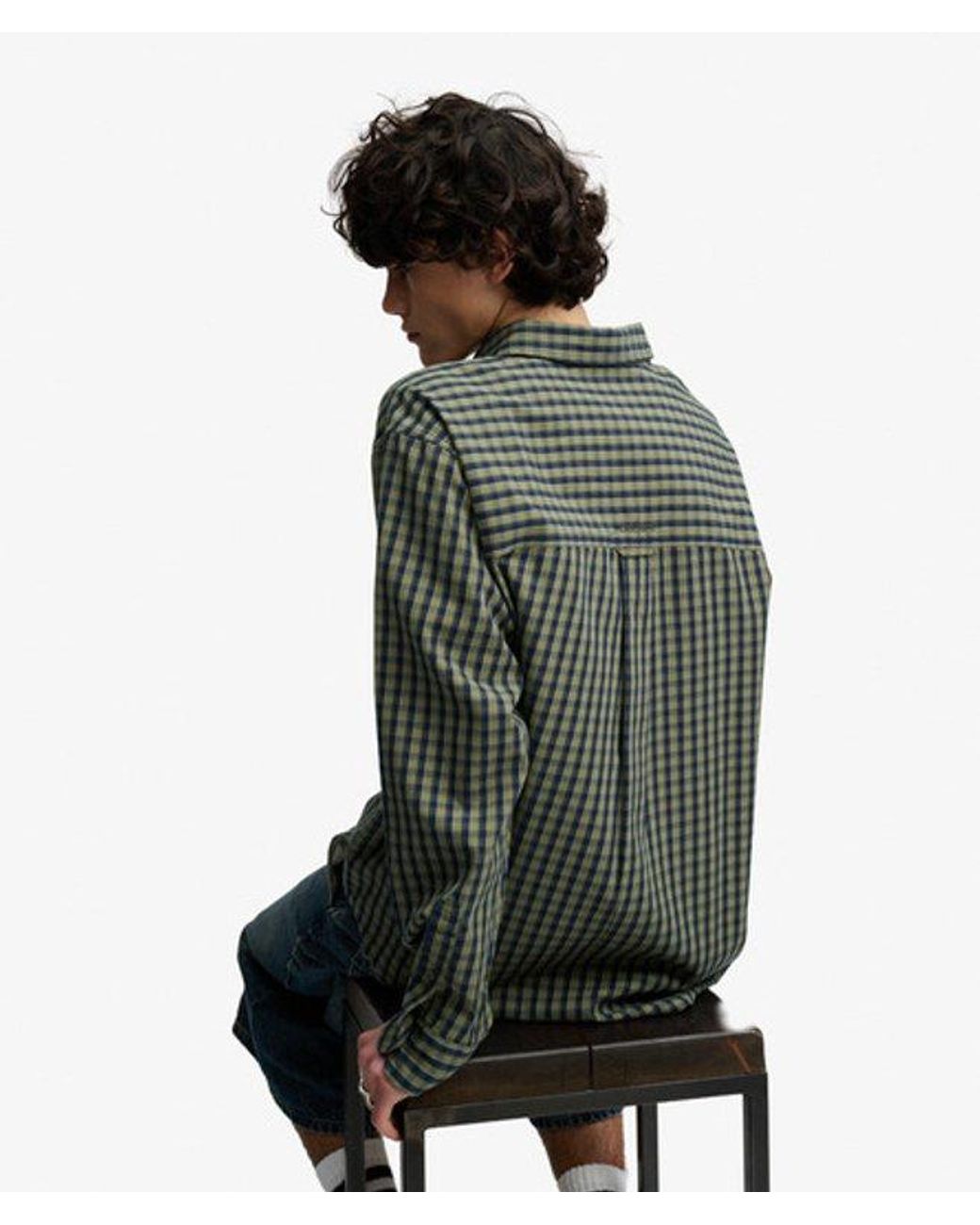 Superdry Green Bench X & Co Bench Skater Check Long Sleeve Shirt for men