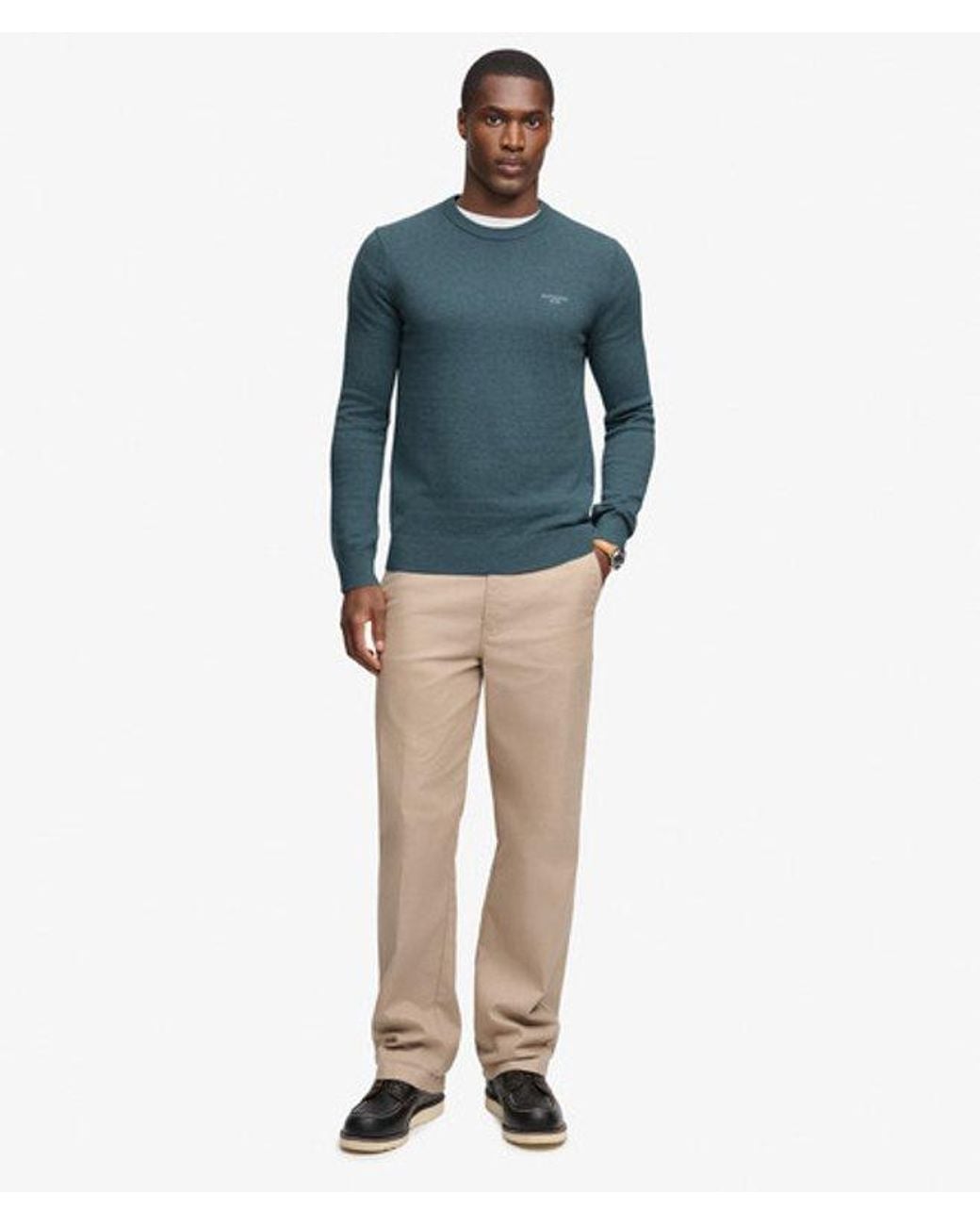 Superdry Blue Prep Essential Cotton Jumper for men