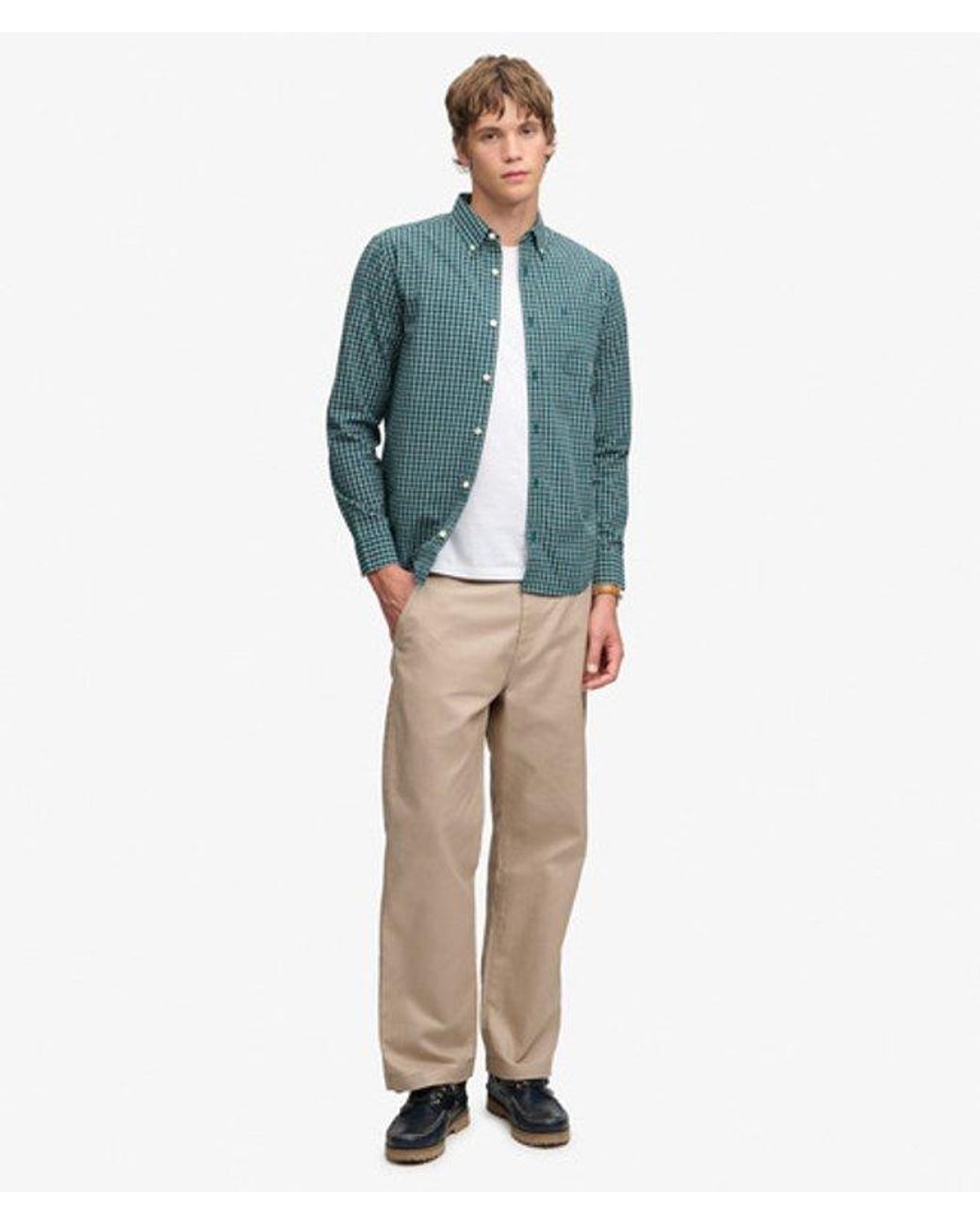 Superdry Blue & Co Preppy Poplin Long Sleeve Shirt for men