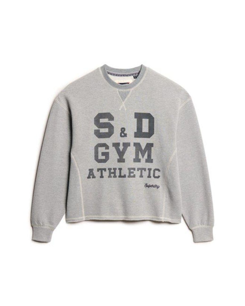 Superdry Gray & Co Athletic Essentials Loose Crop Crew Sweatshirt