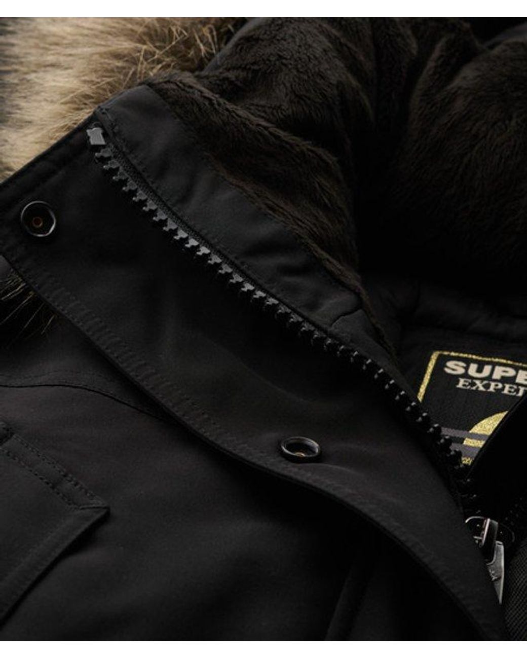 Superdry Black & Co Everest Faux Fur Parka Coat