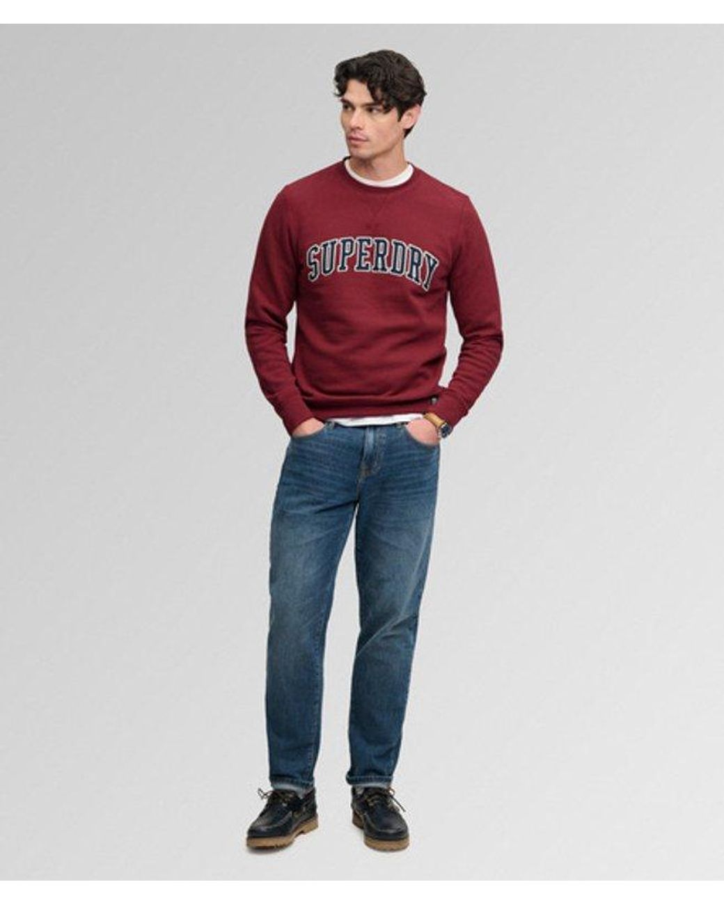 Superdry Red & Co Athletic Applique Relaxed Crew Sweatshirt for men