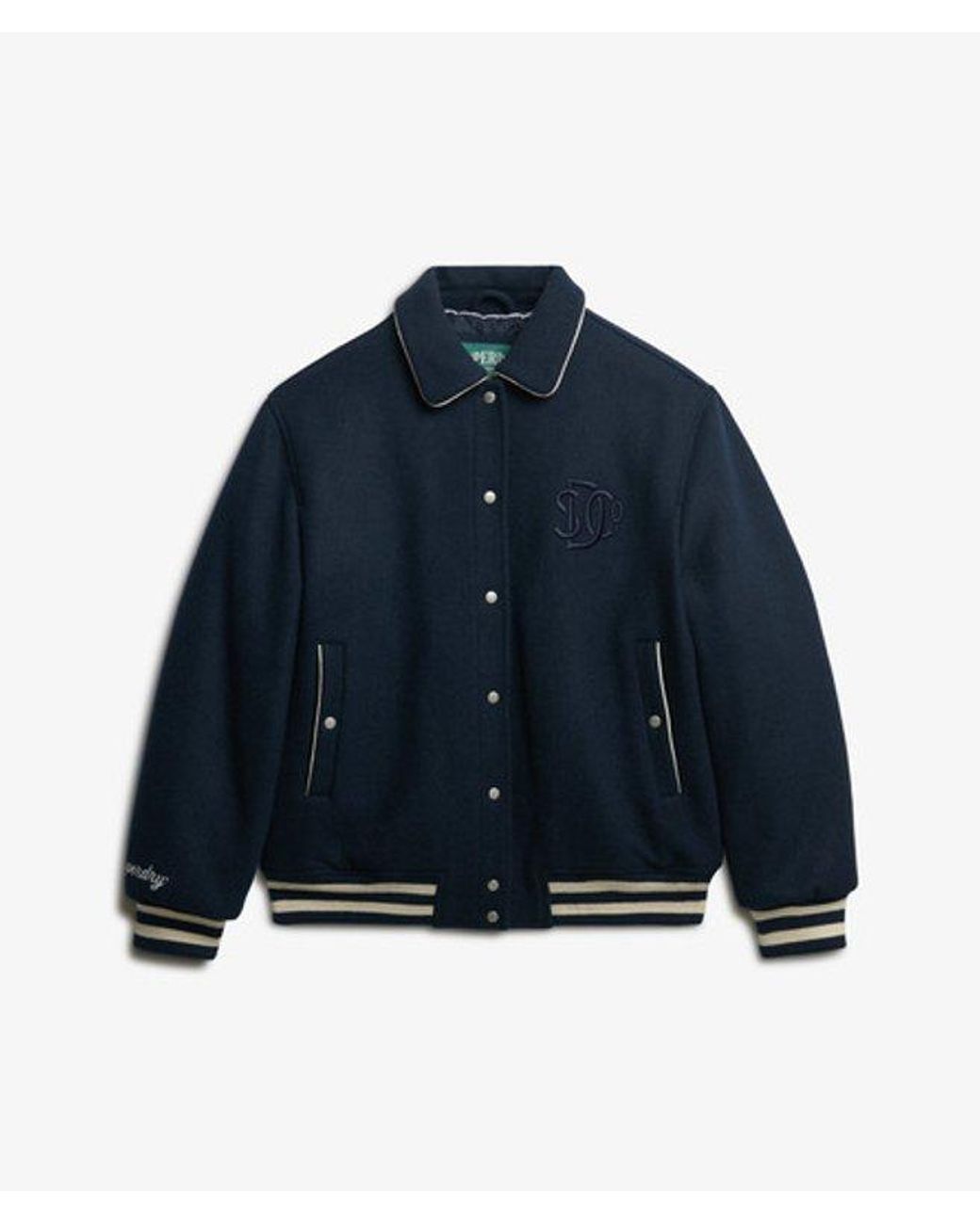 Superdry Blue & Co Country Club Wool Blend Bomber Jacket