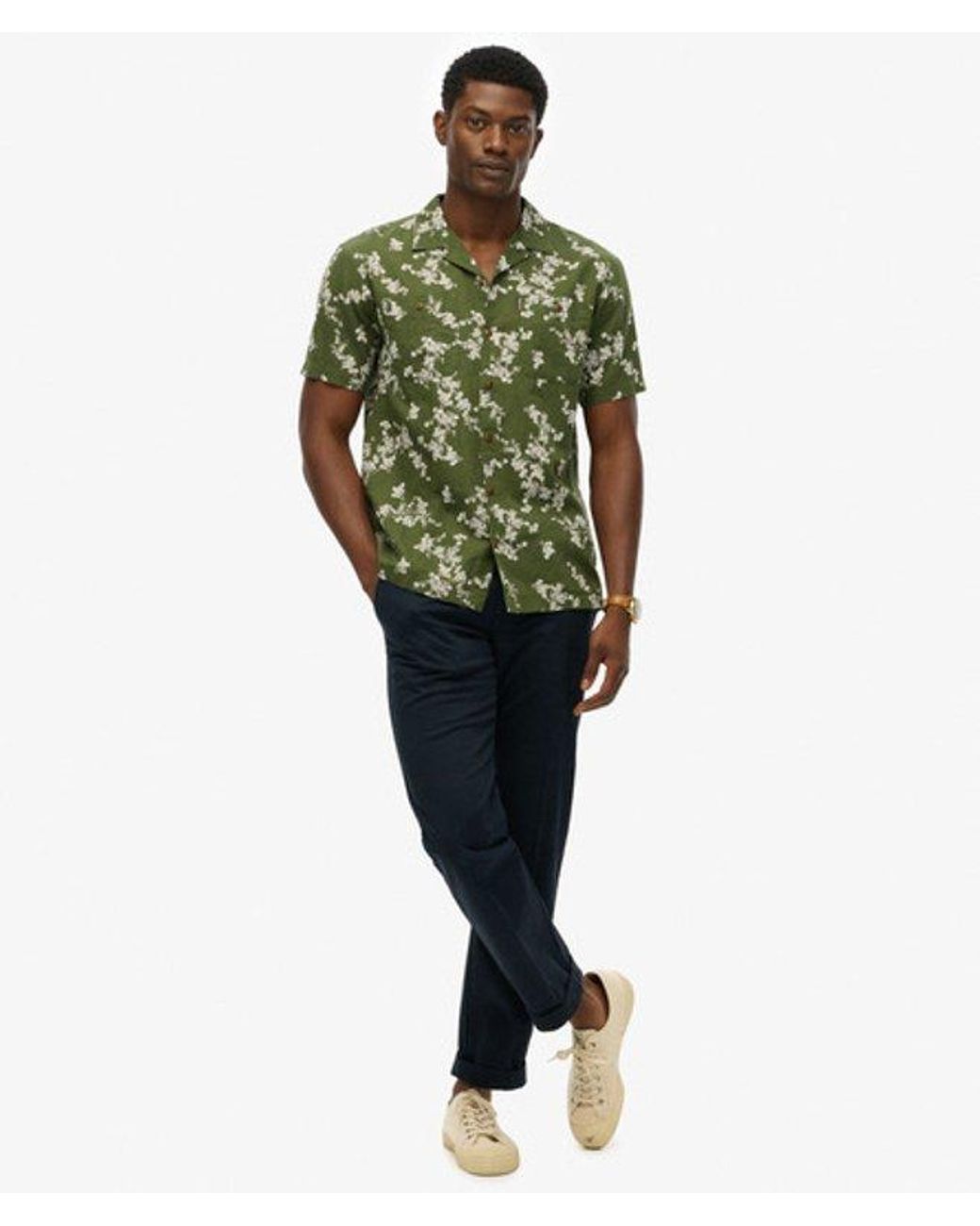 Superdry Green Short Sleeve Beach Shirt for men