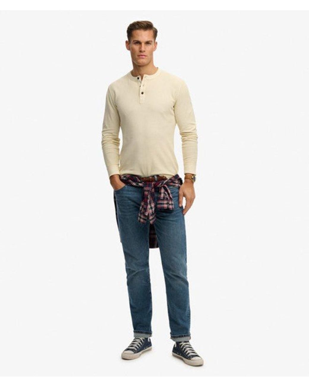 Superdry Natural & Co Lightweight Textured Henley Top for men