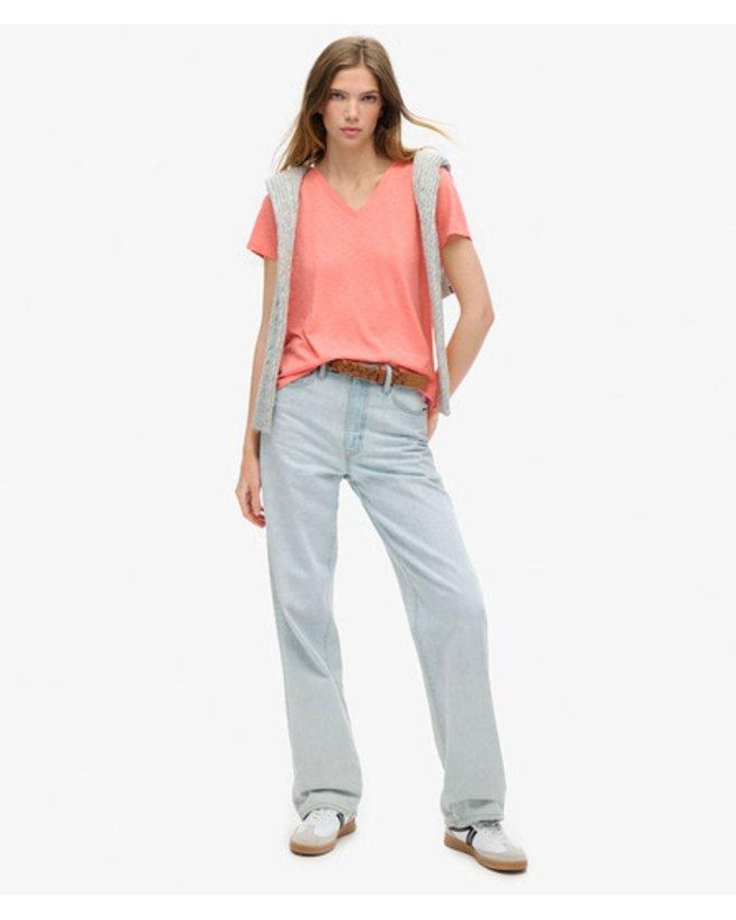 Superdry & Co Embroidered Slub Relaxed Fit V-neck T-shirt