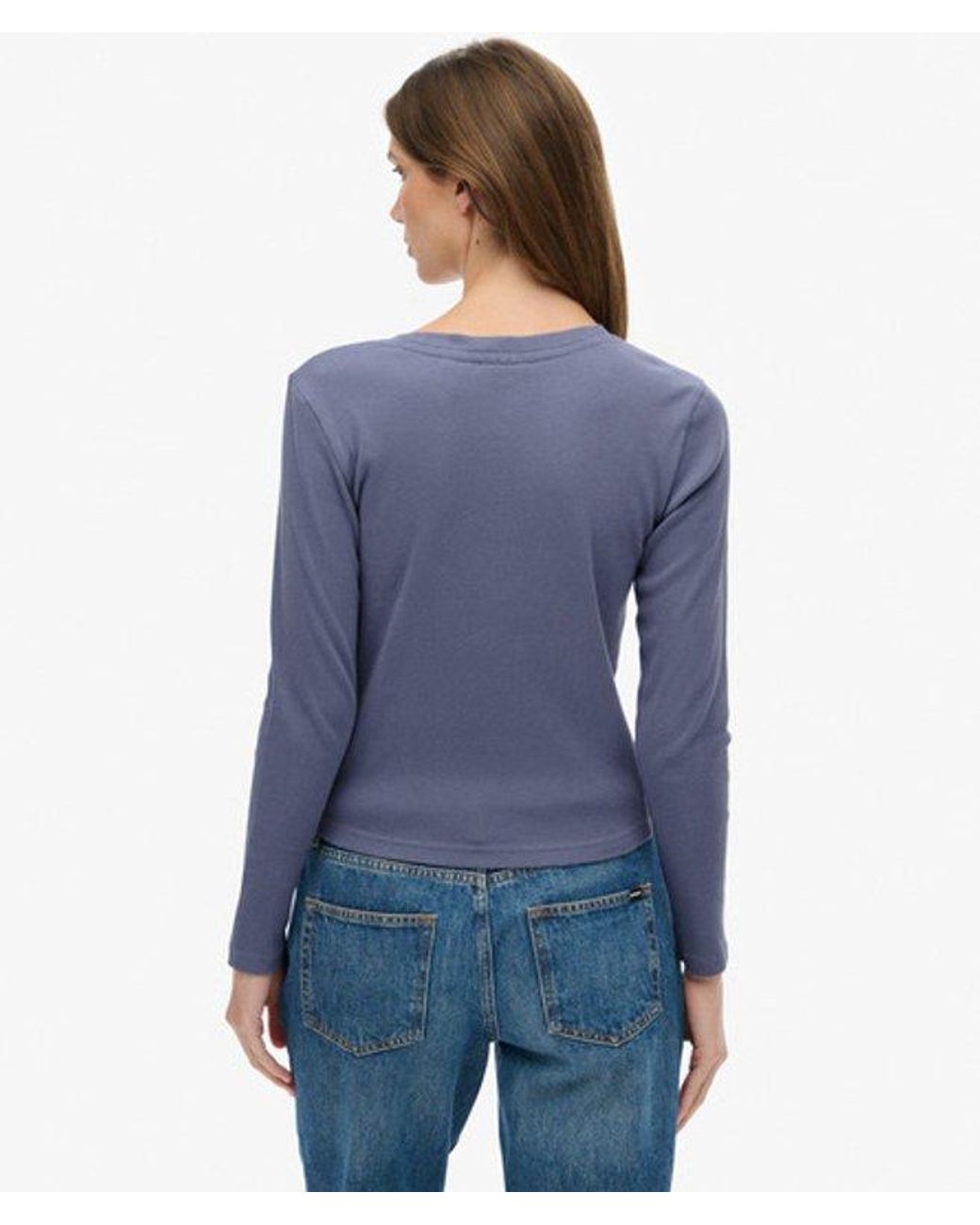 Superdry Blue & Co Athletic Essentials Logo Garment Dyed Ribbed Top