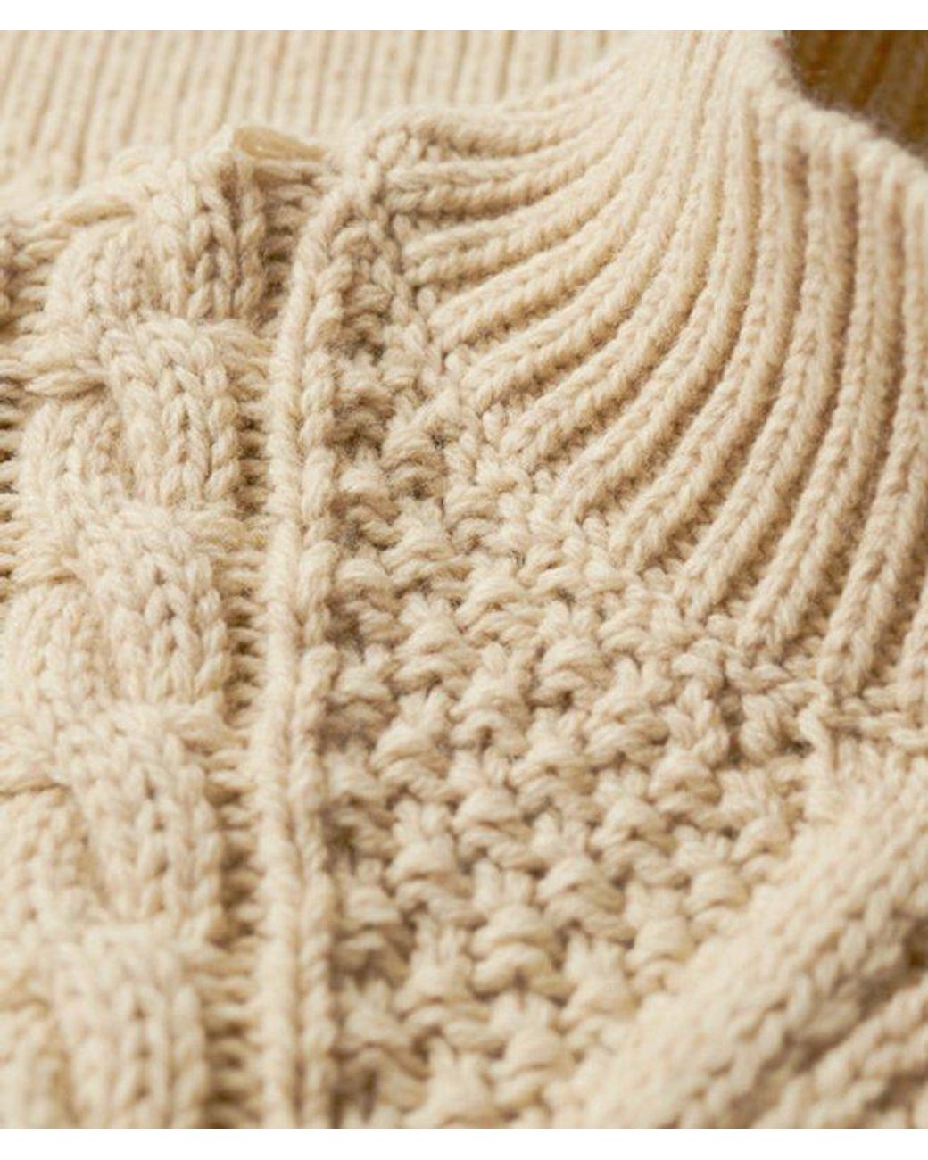 Superdry Brown & Co Classic Cable Knit Aran Polo Jumper
