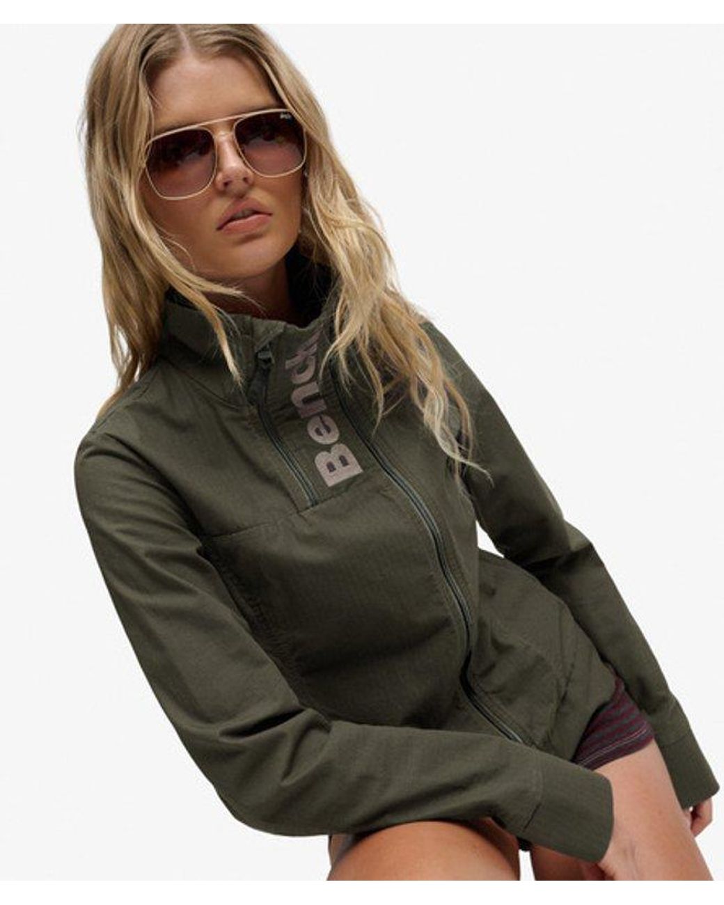 Superdry Bench Double Zip Funnel Ripstop Jas in het Black