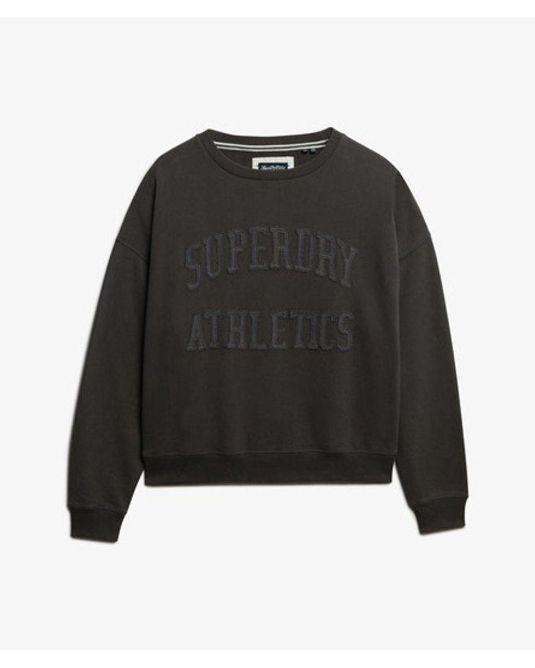 Superdry Black Athletic Essentials Tonal Applique Crew Sweatshirt