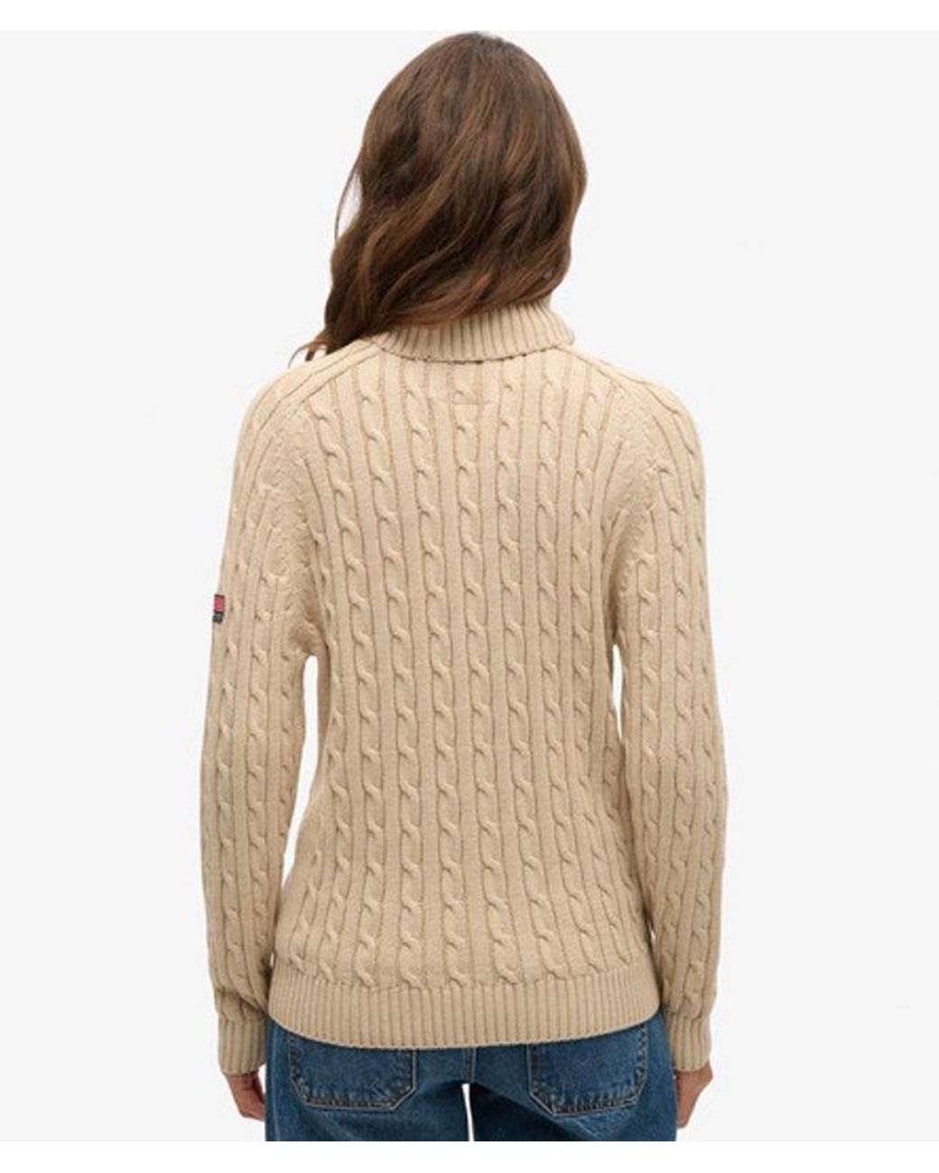 Superdry Natural & Co Slouchy Cable Roll Neck Jumper