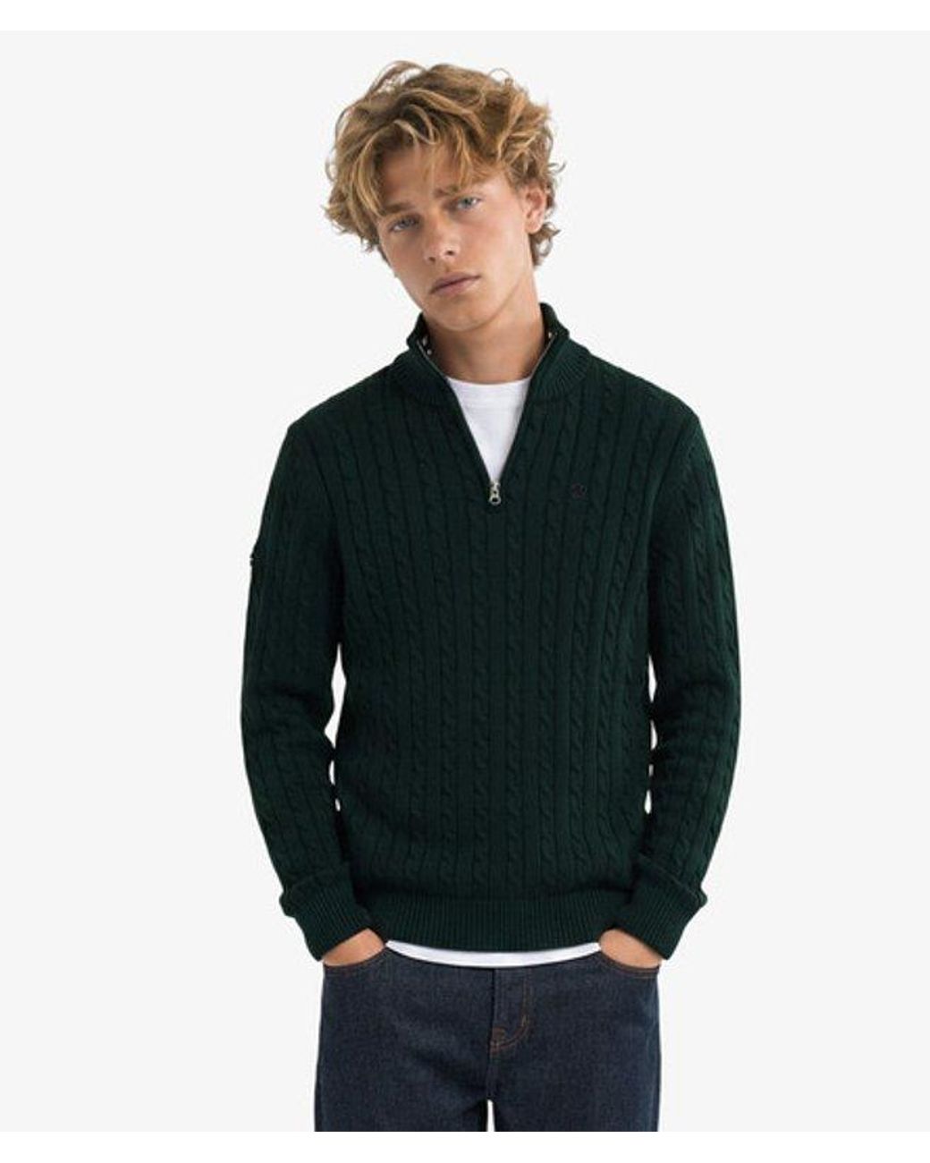 Superdry Black & Co Preppy Cotton Cable Half Zip Jumper for men