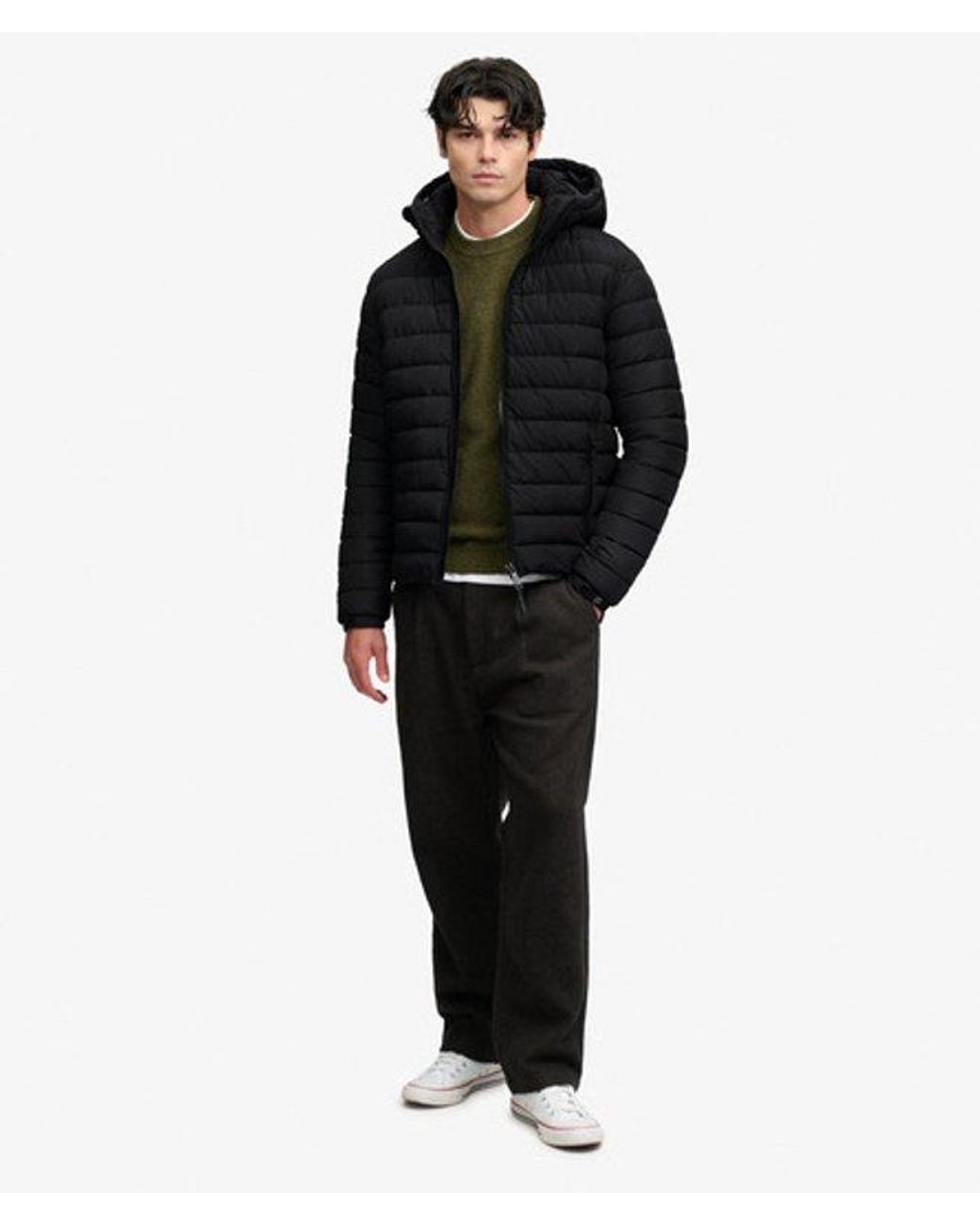 Superdry Black & Co Hooded Fuji Midweight Padded Jacket for men