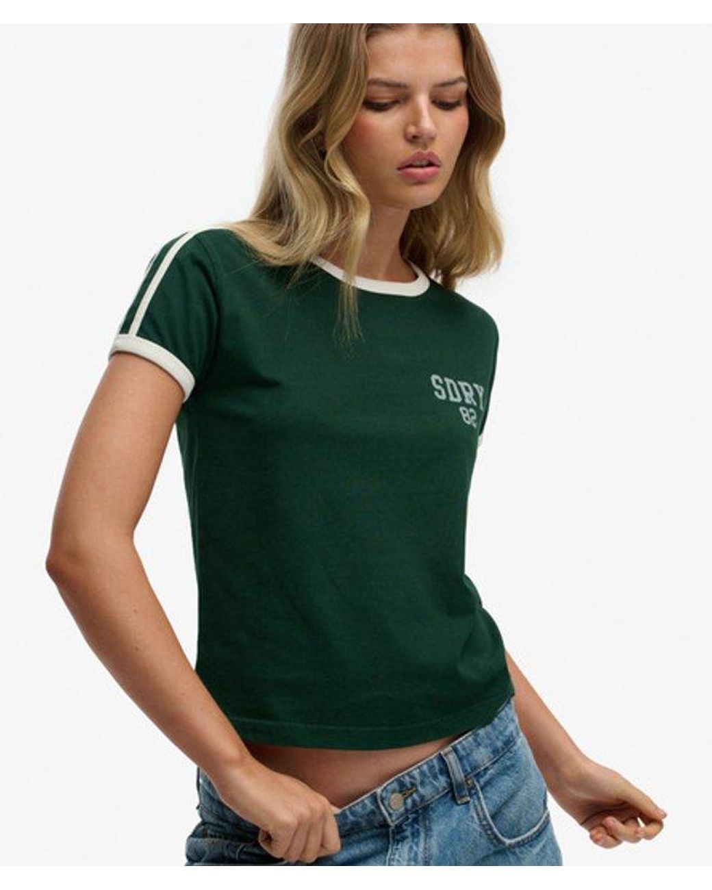 Superdry Green & Co Athletic Essentials Side Stripe T-shirt