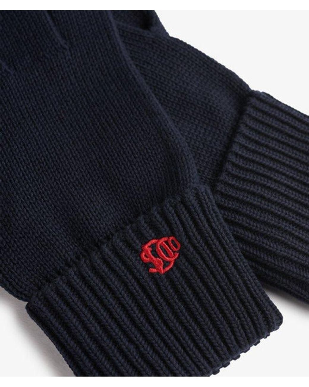Superdry Blue Logo Knitted Gloves for men