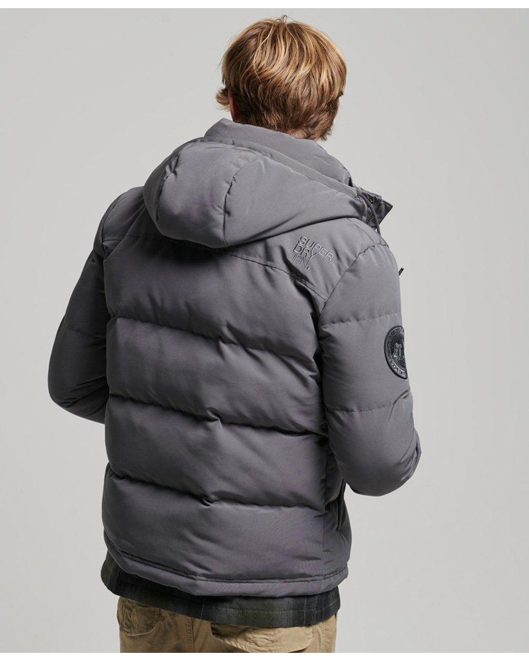 Superdry Everest Hooded Puffer Jacket Dark Grey / Charcoal in Gray for Men  | Lyst