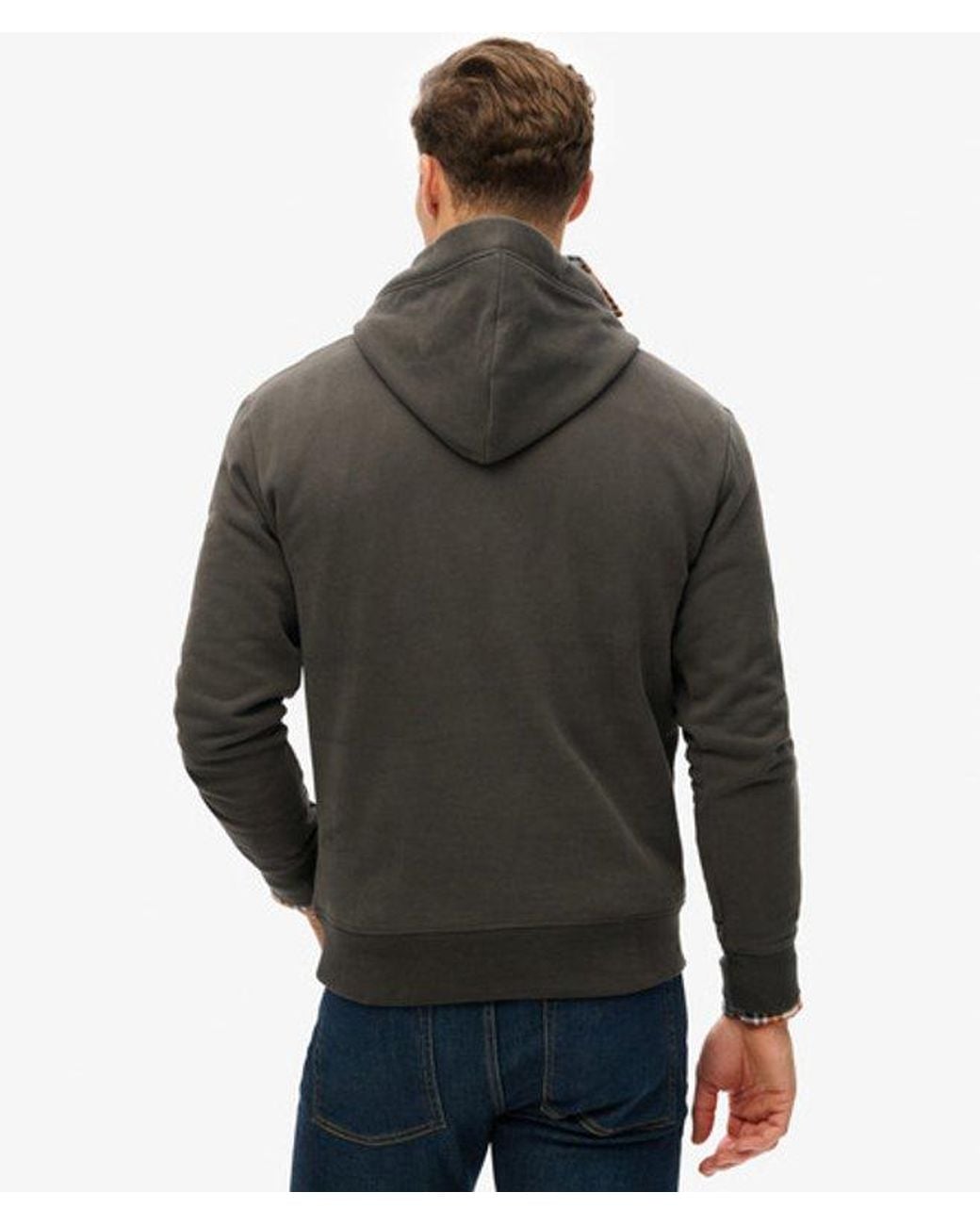 Superdry Essential Hoodie Met Logo En Halfgeborstelde Voering in het Gray voor heren