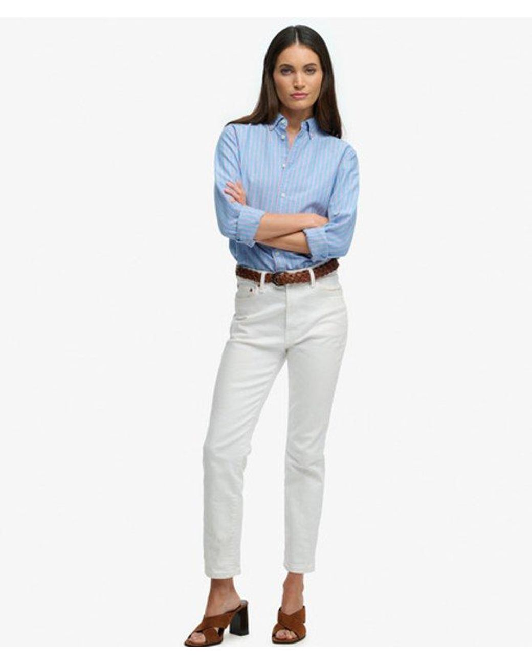 Superdry Blue & Co Slim Oxford Long Sleeve Shirt