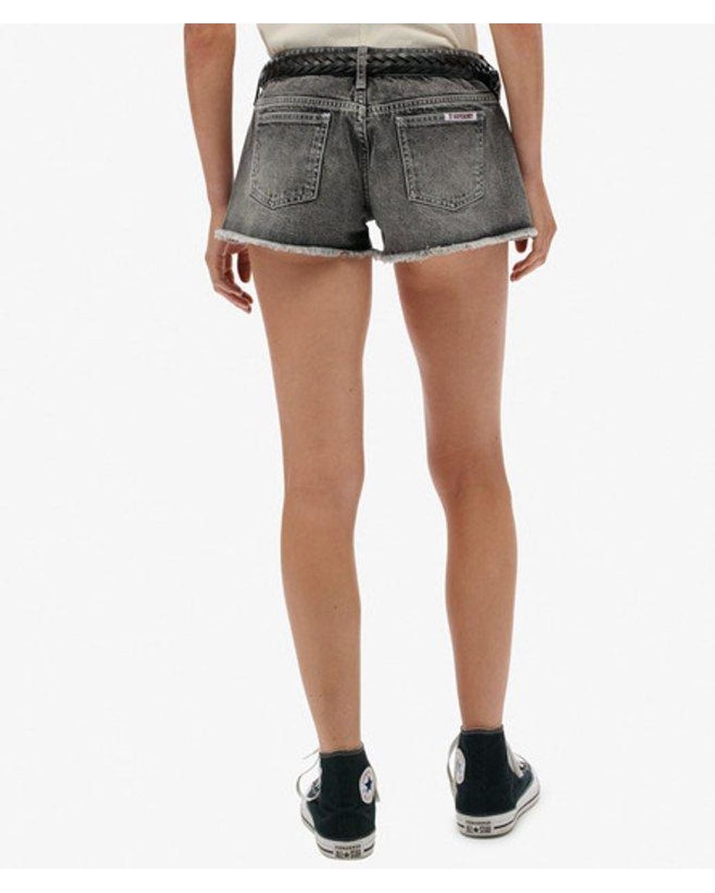 Superdry Gray Low Rise Denim Hot Shorts