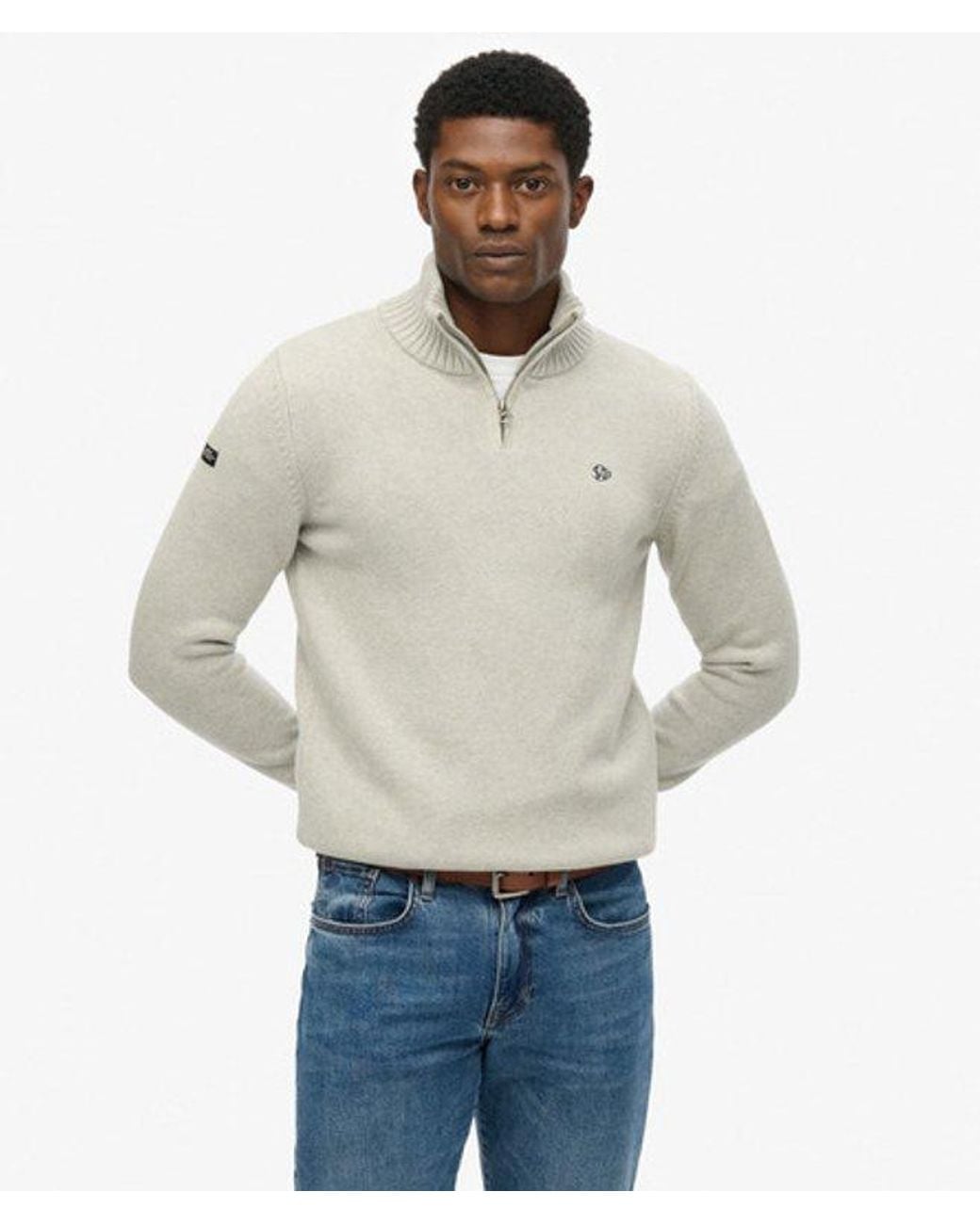 Superdry Gray & Co Cotton Half Zip Knit Jumper for men