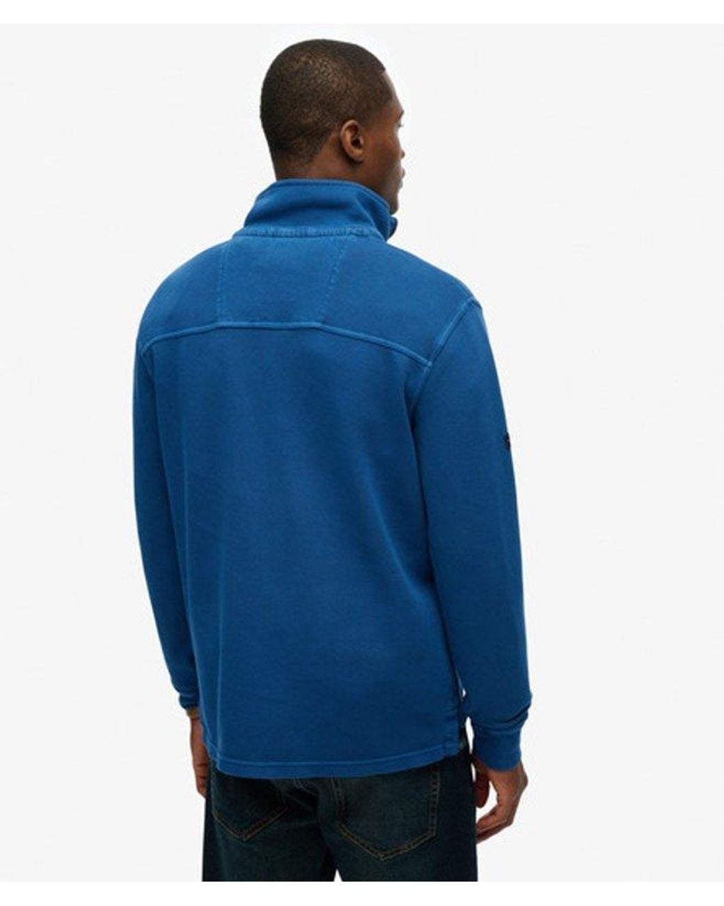 Superdry Blue Cotton Classic Pique Half Zip Sweatshirt for men