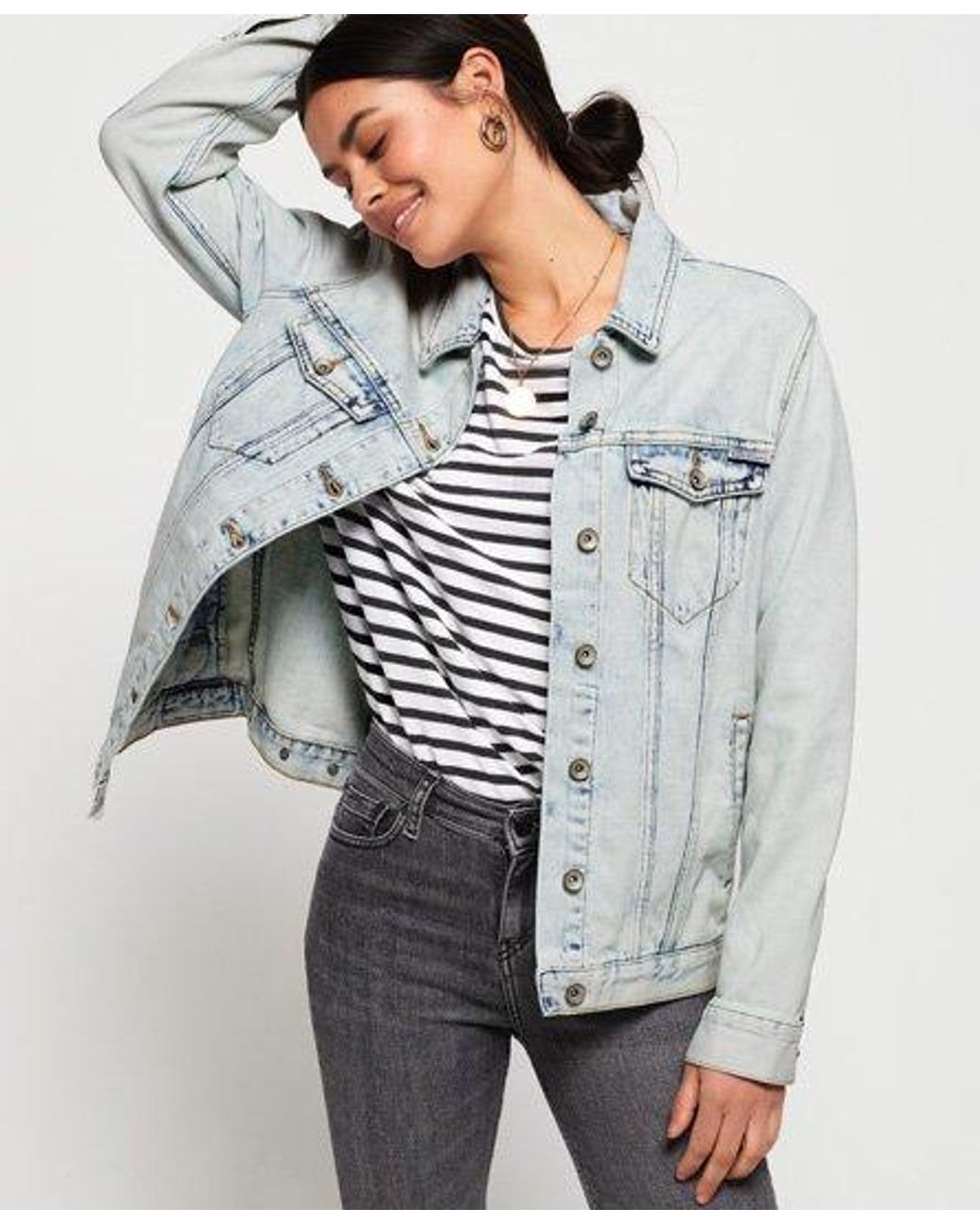 superdry white denim jacket
