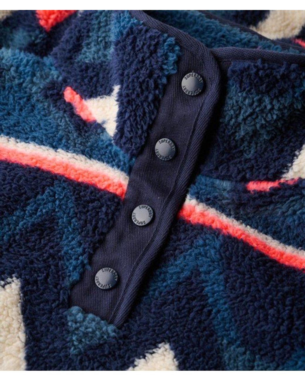 Superdry Blue Super Soft Printed Teddy Fleece