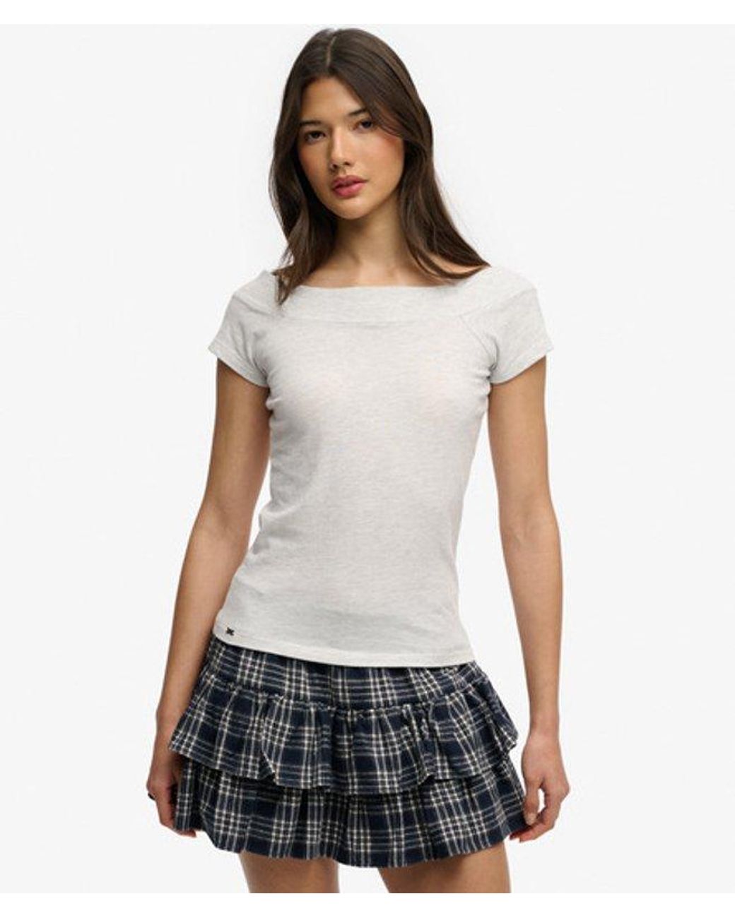 Superdry White Athletic Essentials Off Shoulder Top