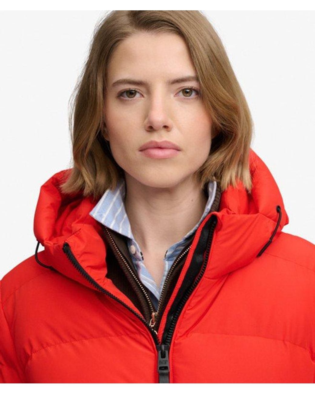Superdry Red Hooded Sports Puffer Jacket