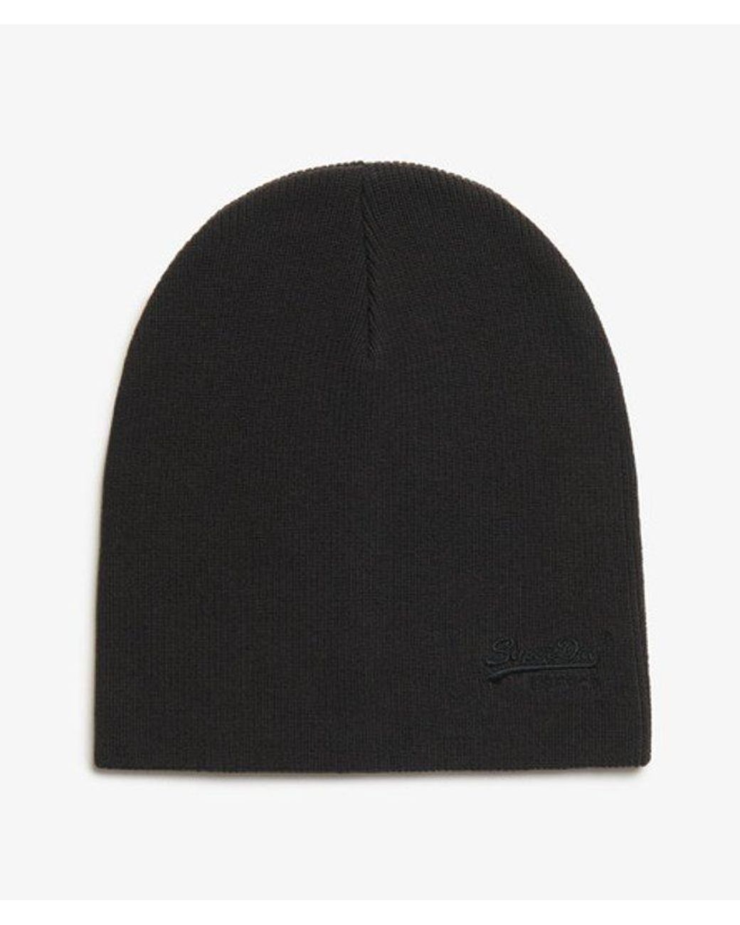 Superdry Black & Co Essential Logo Knitted Beanie Hat for men