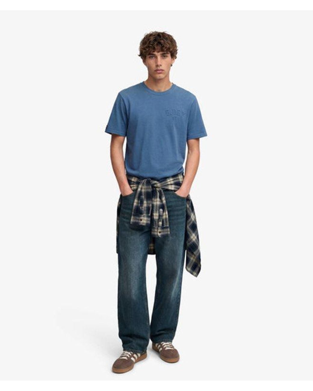 Superdry Blue & Co Athletic Embossed Relaxed T-shirt for men