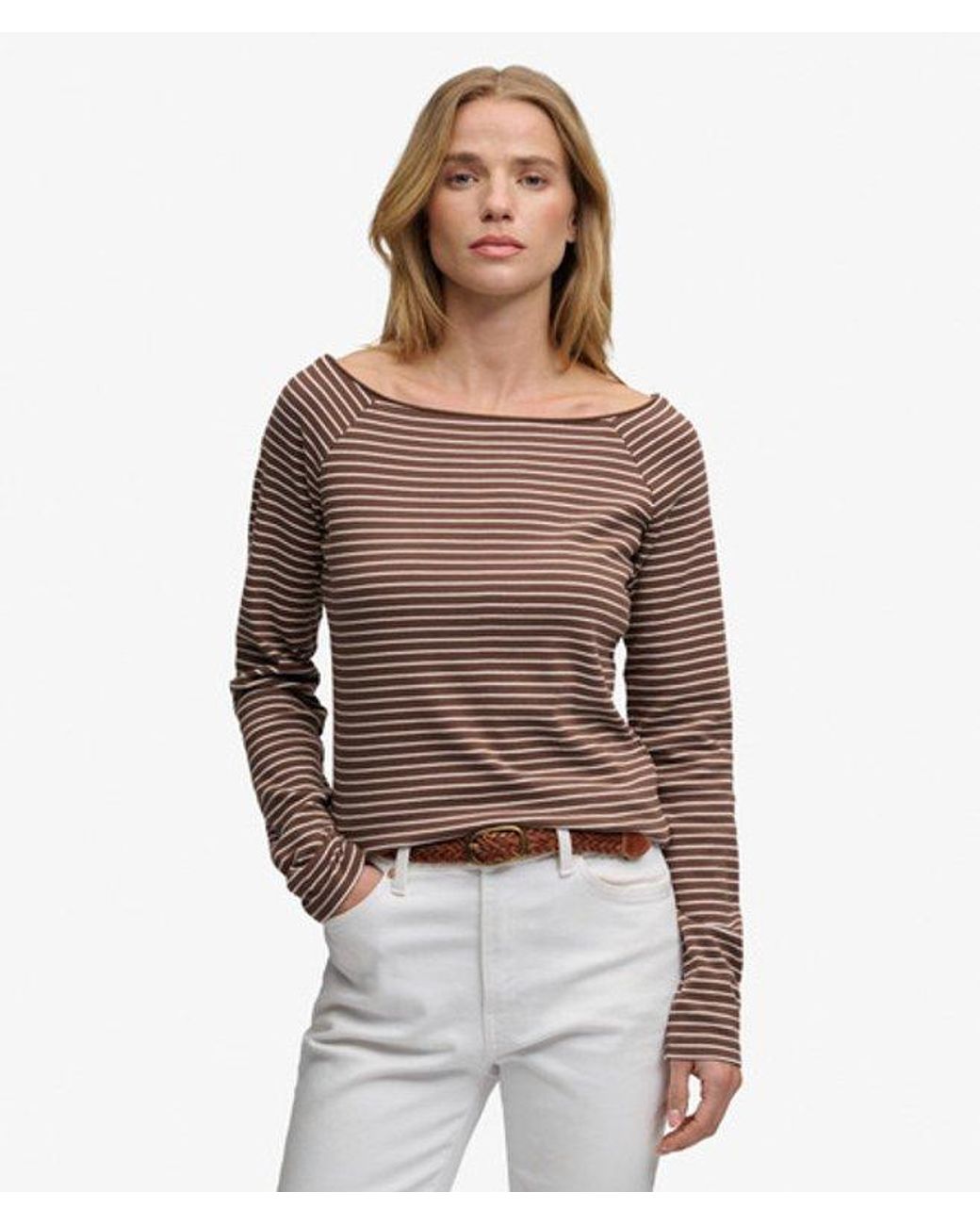 Superdry Brown & Co Bardot Off Shoulder Top