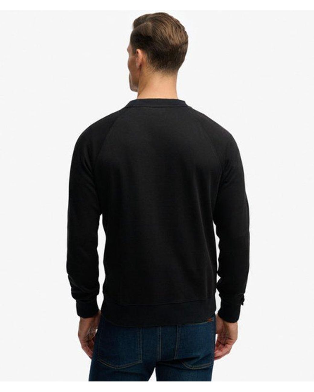 Superdry Black & Co Essential Logo Raglan Crew Sweatshirt for men