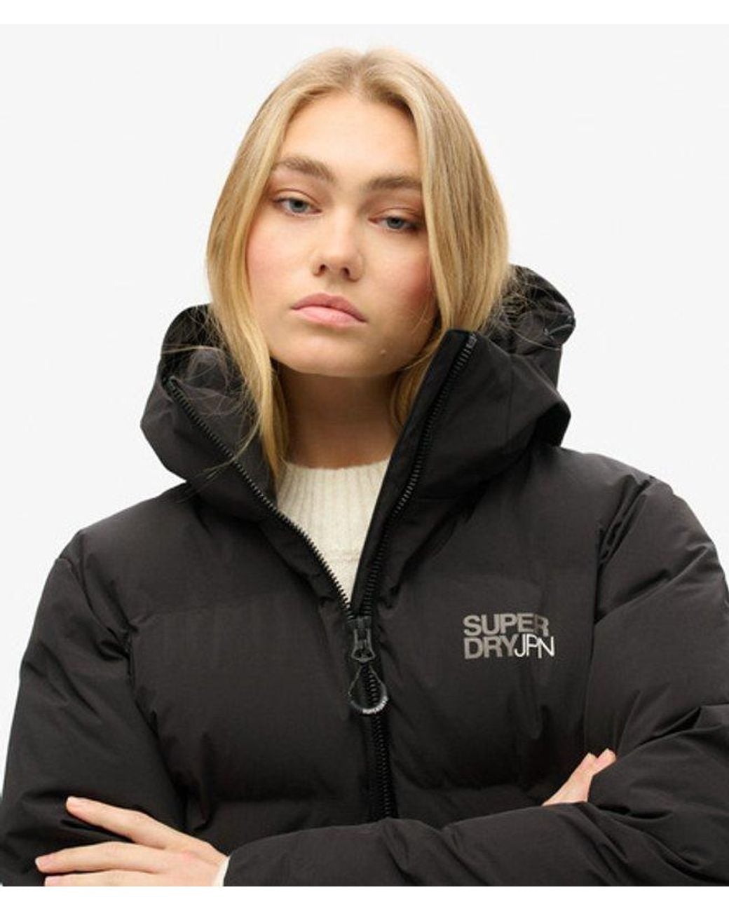Superdry Black & Co Fully Lined Quilted Hooded Boxy Puffer Jacket