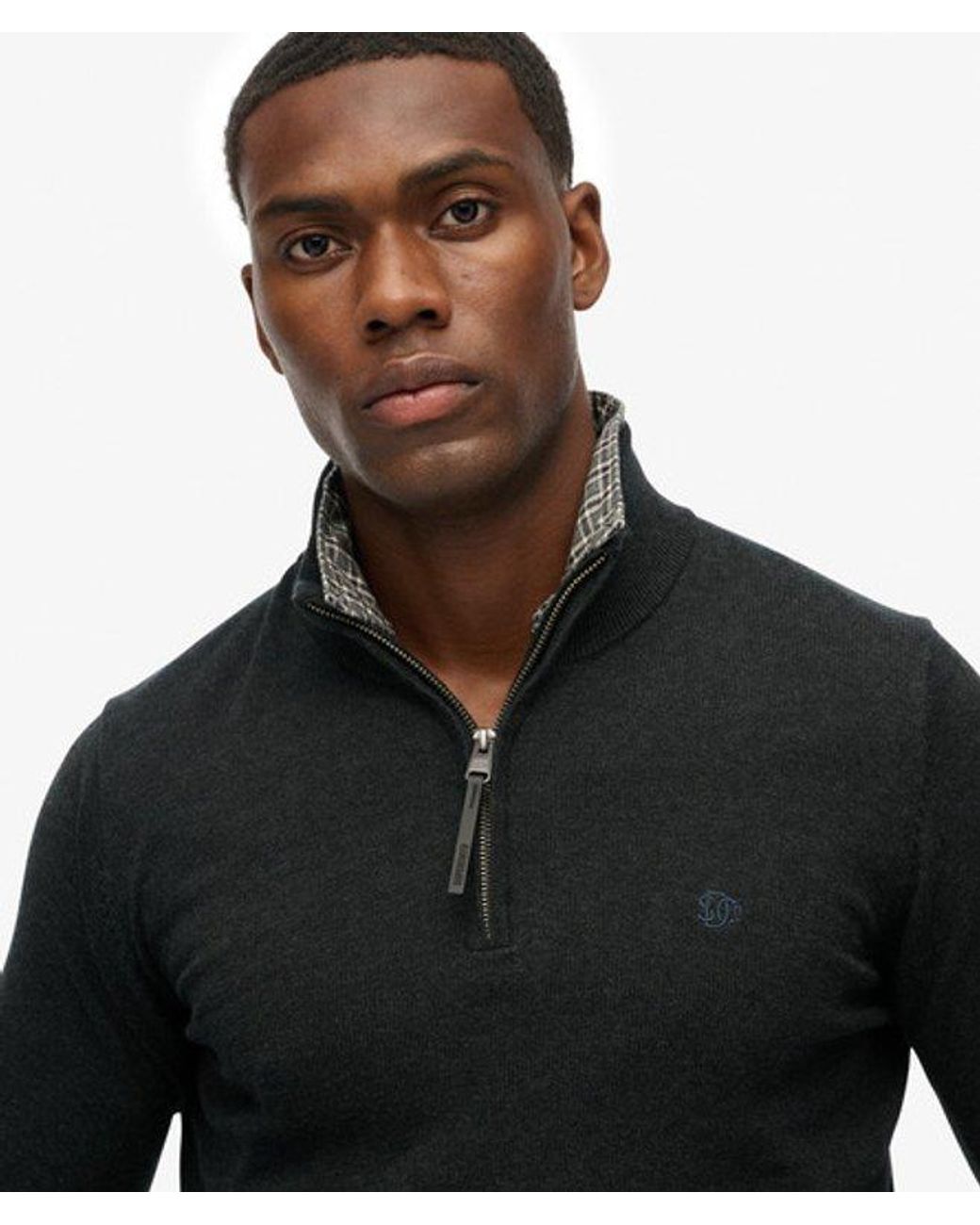 Superdry Black & Co Essentials Cotton Half Zip Jumper for men