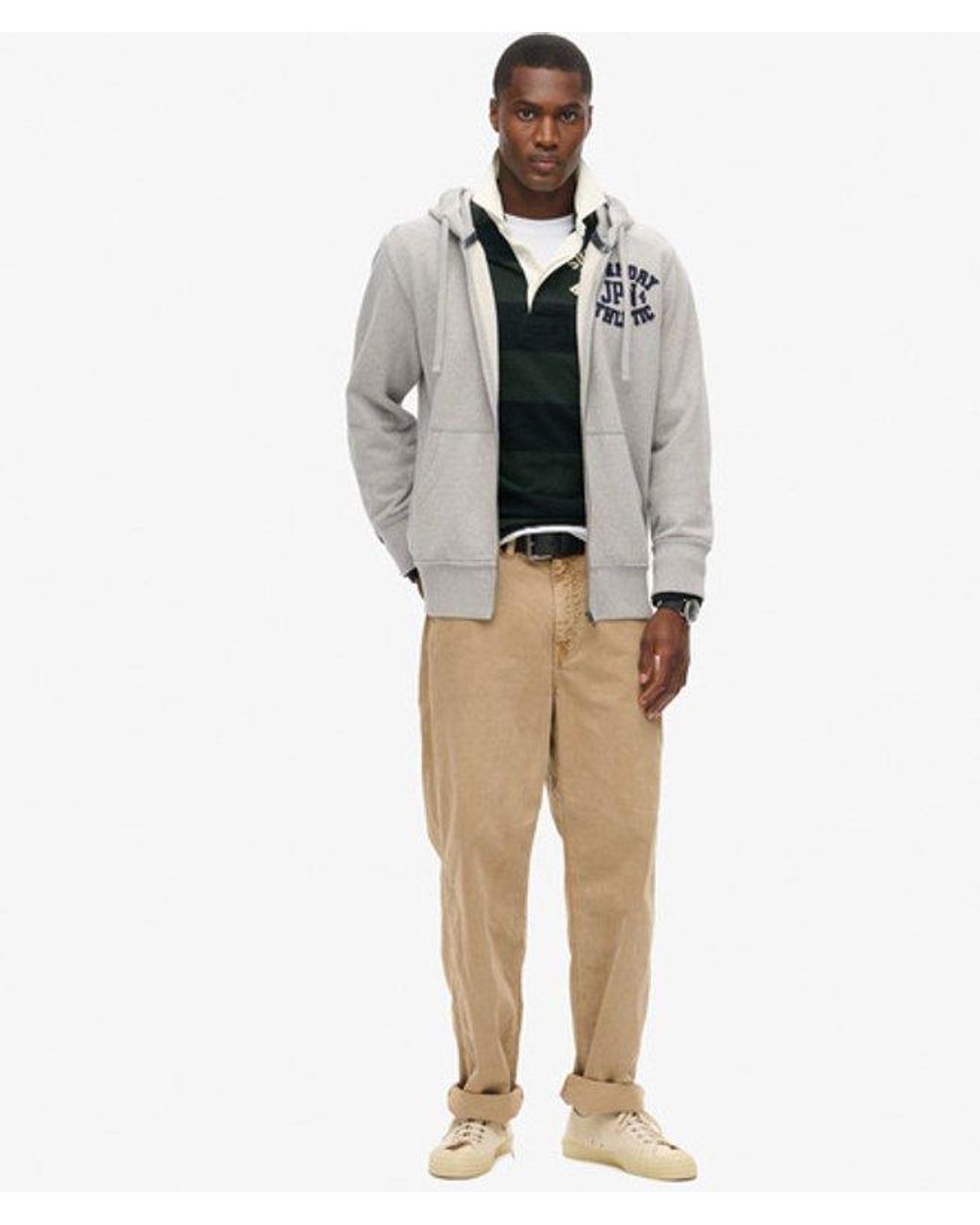 Superdry Vintage Athletic Zip Hoodie in het Gray voor heren