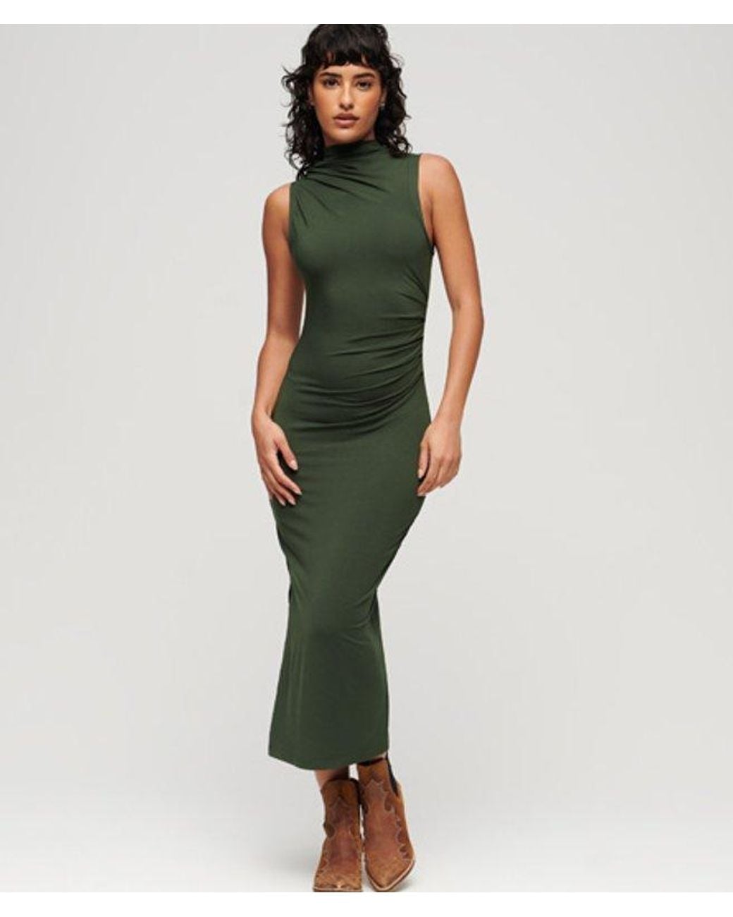 Superdry Green & Co Ruched Jersey Midi Dress