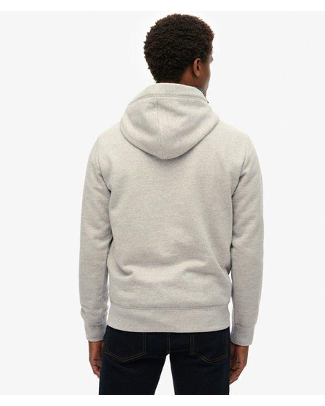 Superdry Essential Hoodie Met Logo En Halfgeborstelde Voering in het Gray voor heren