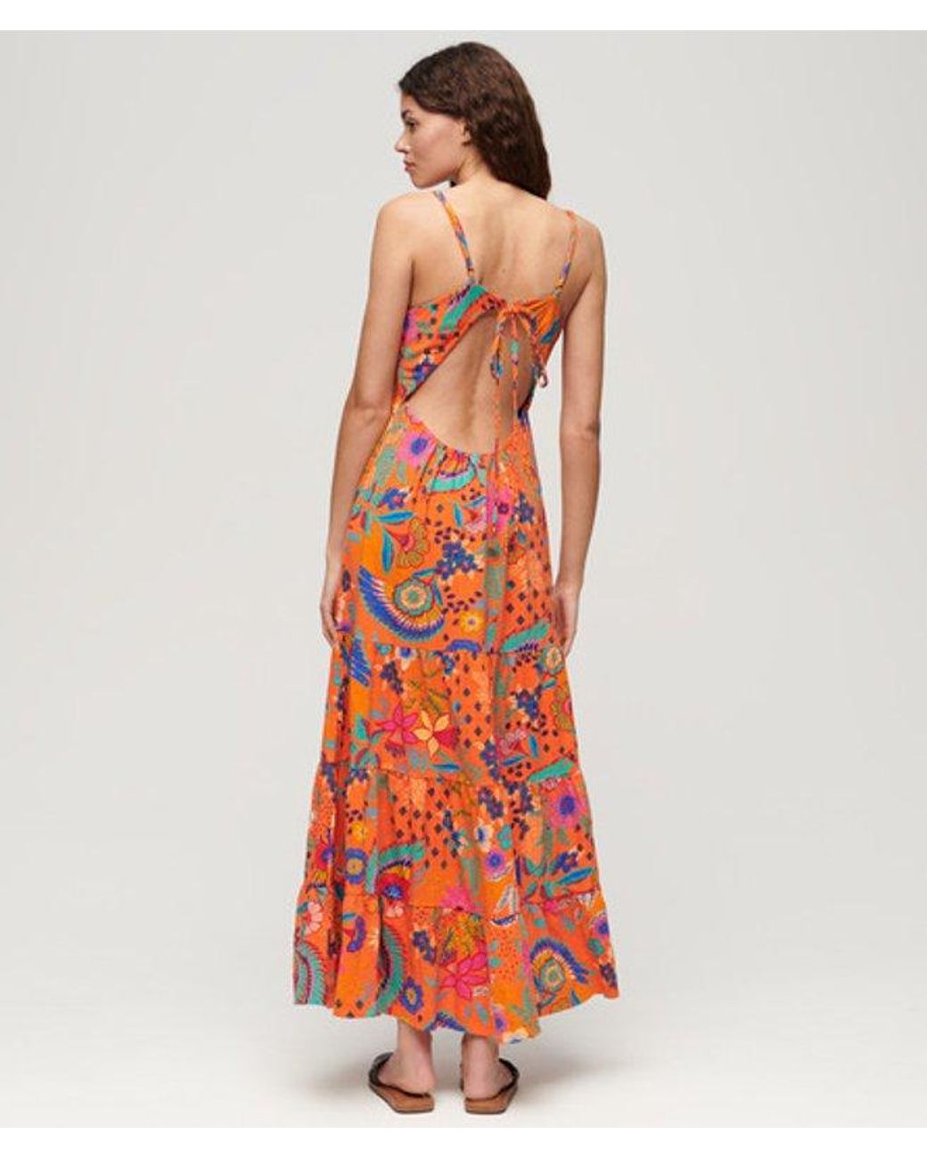 Superdry Red & Co Smocked Cami Maxi Dress