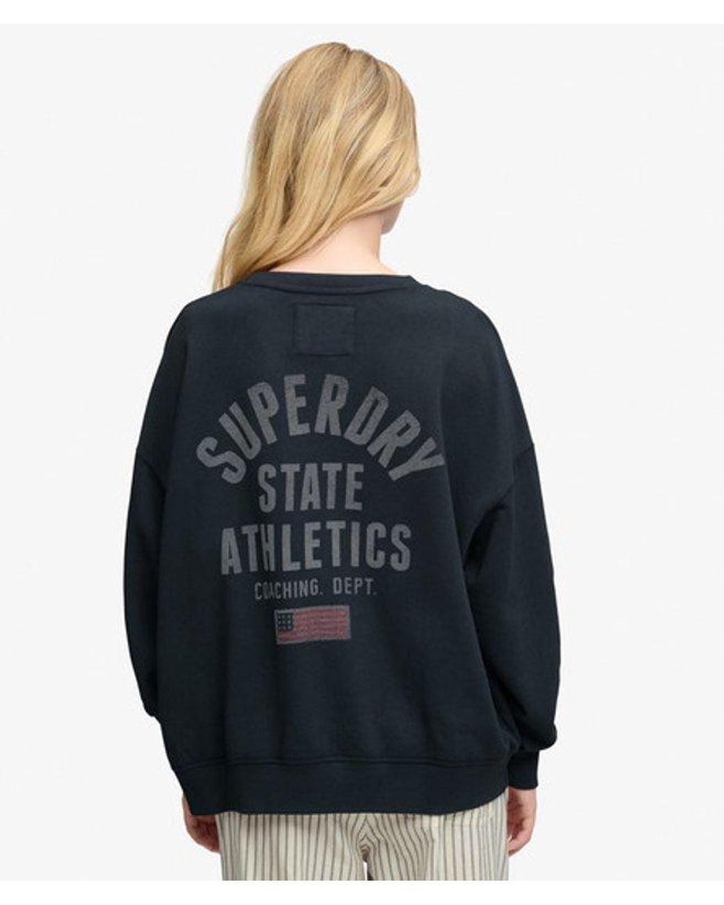 Superdry Black & Co Athletic Essentials Printed Crew Sweatshirt