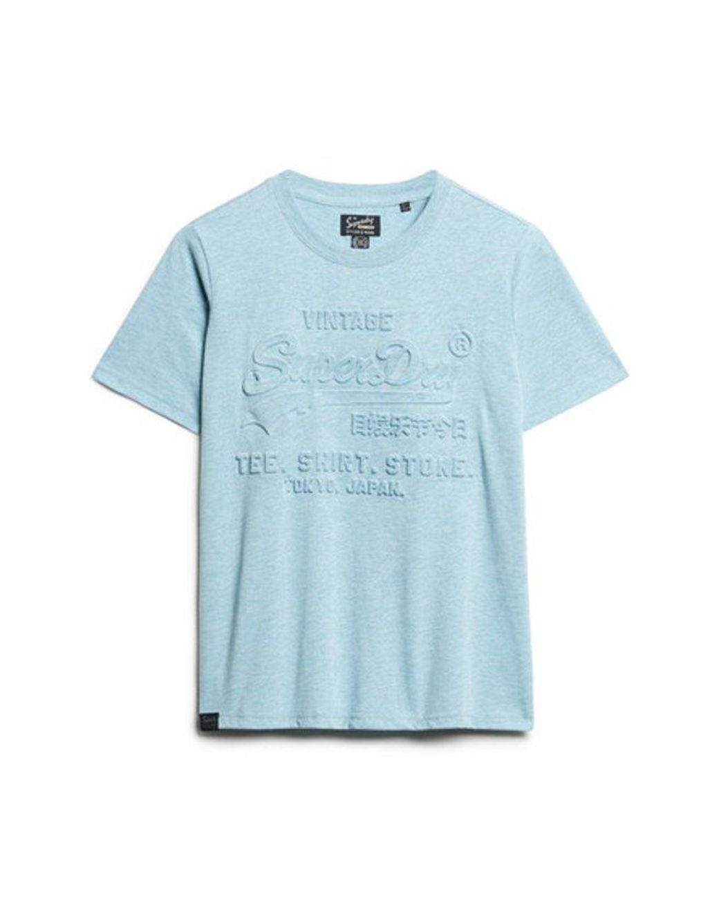 Superdry Blue Embossed Vintage Logo Relaxed T-Shirt
