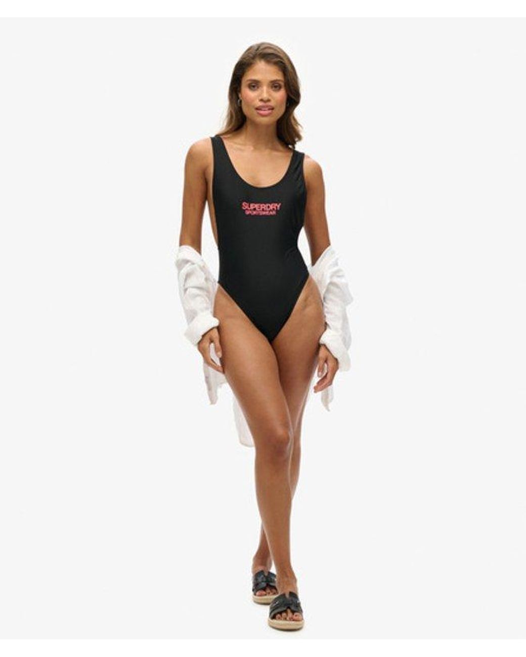 Superdry Black & Co Elastic Scoop Back Swimsuit