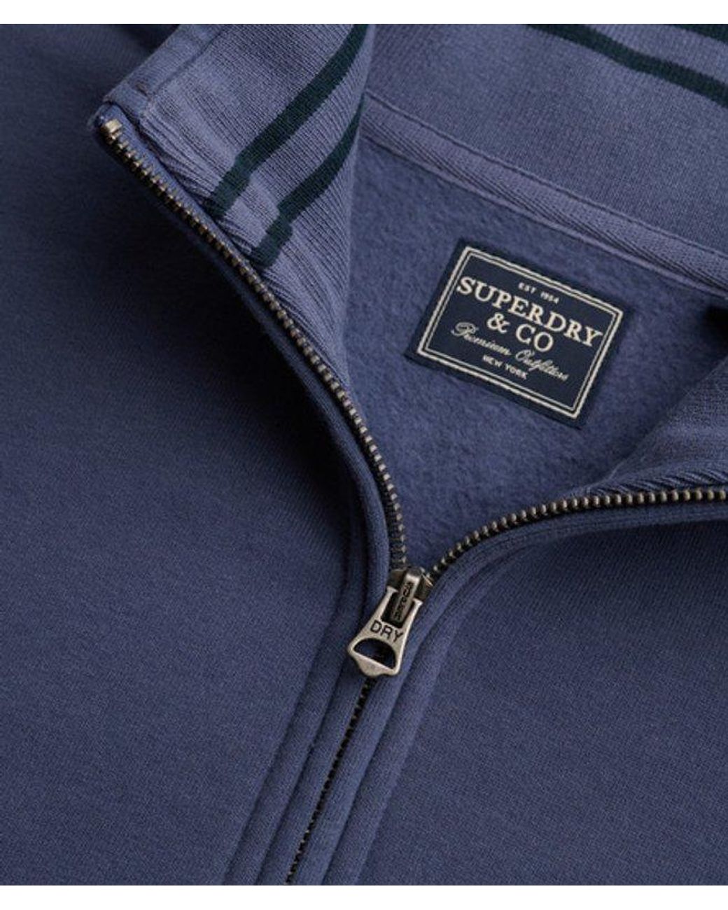 Superdry Blue & Co Essential Serif Logo Half Zip Sweatshirt for men