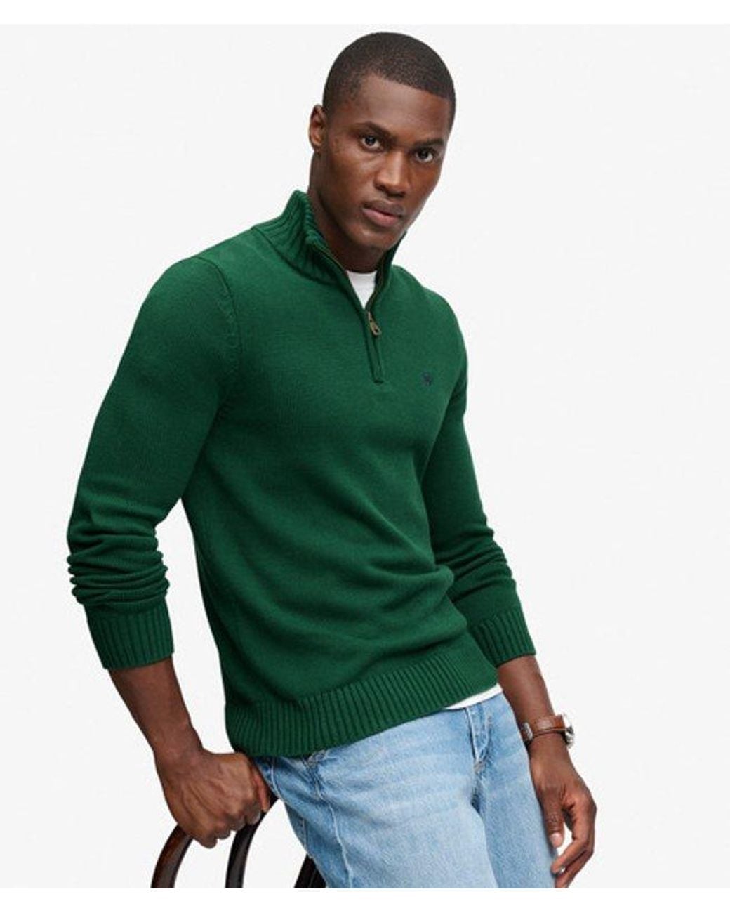 Superdry Green & Co Cotton Half Zip Knit Jumper for men