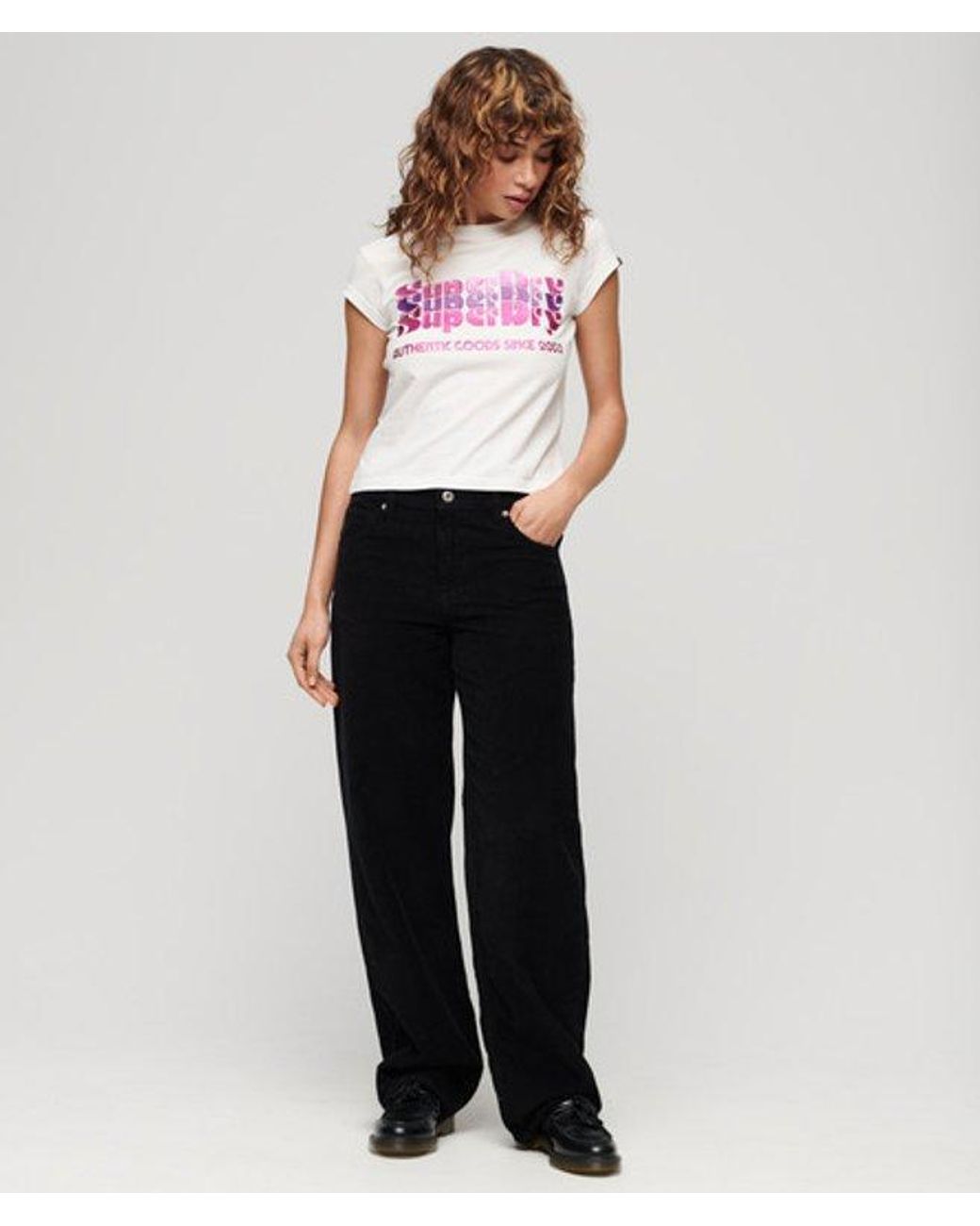 Superdry White & Co Retro Glitter Logo T-shirt