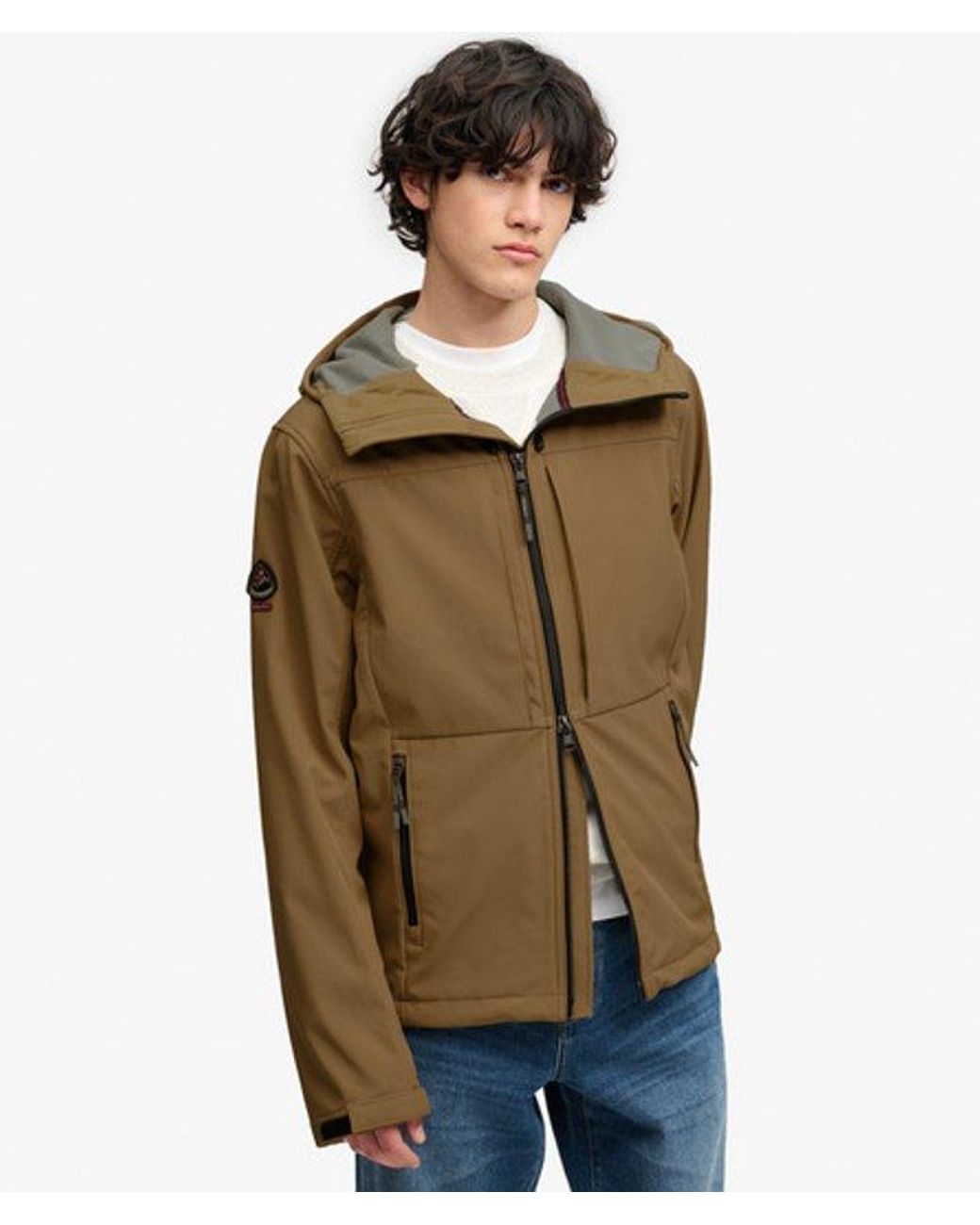 Superdry Brown & Co Hooded Softshell Trekker Jacket for men
