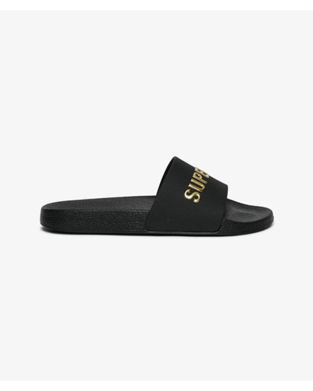 Superdry Black & Co Premium Metallic Pool Sliders